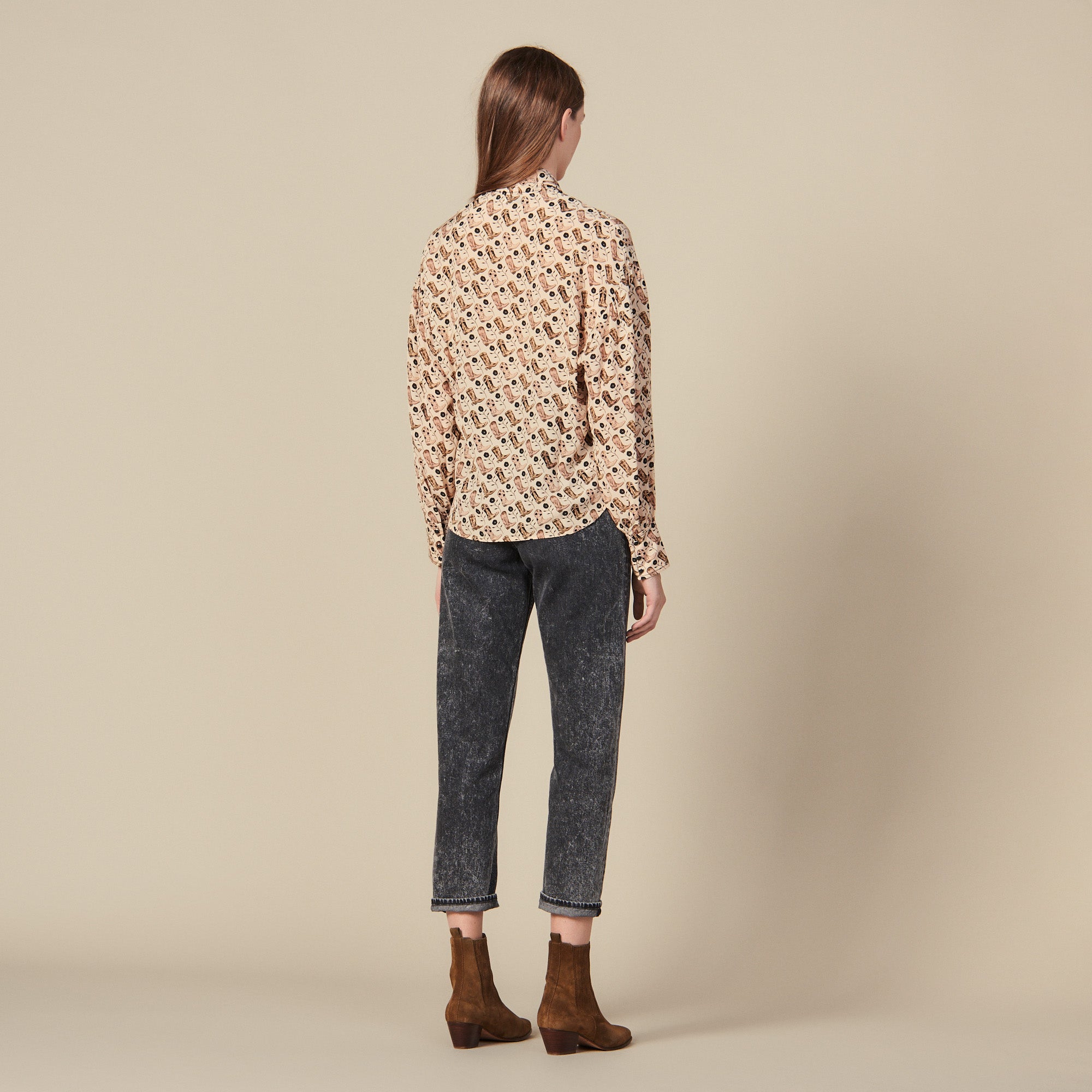 Top fluide à col lavallière imprimé Sandro seconde main