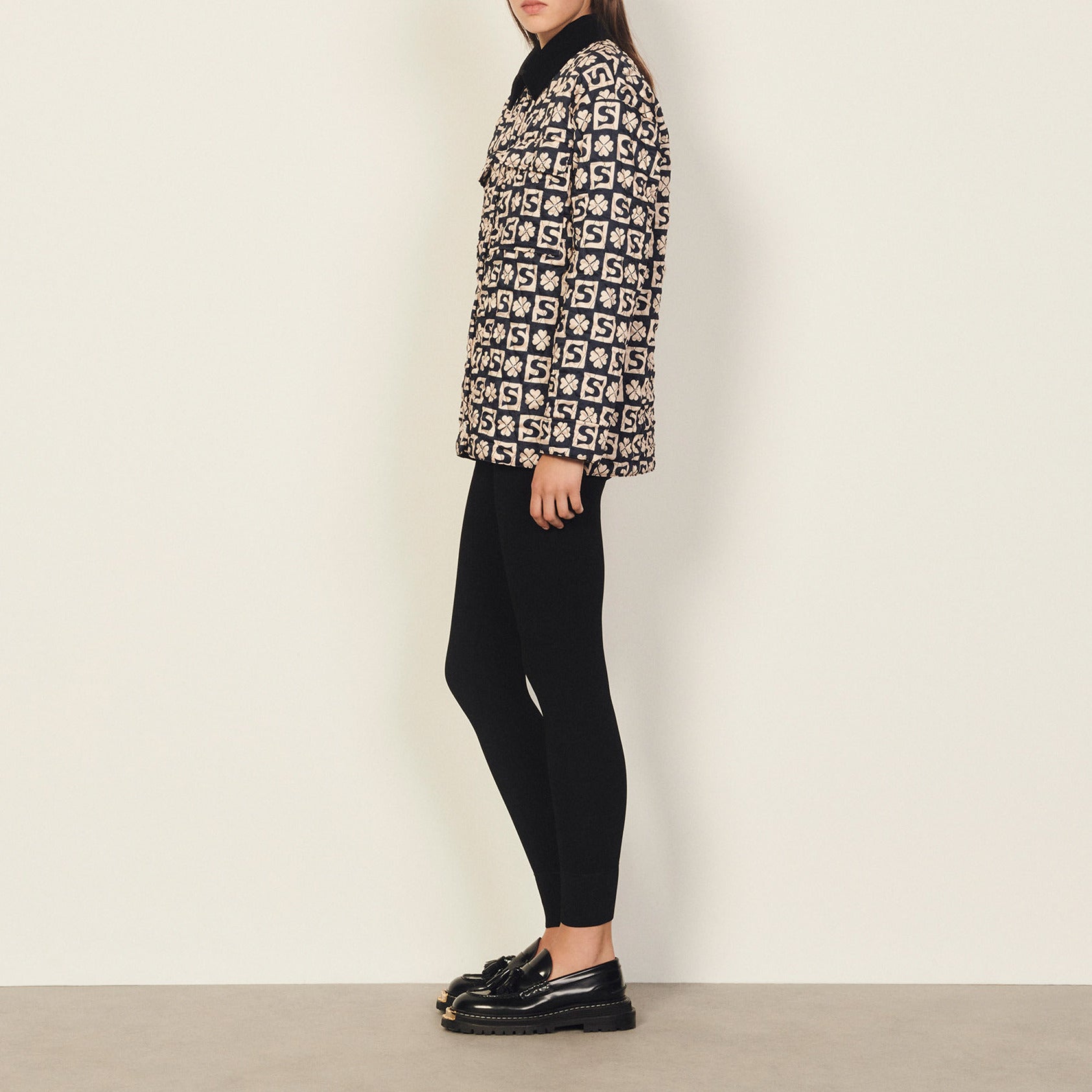 Cardi coat matelassé en mix-matières Sandro seconde main