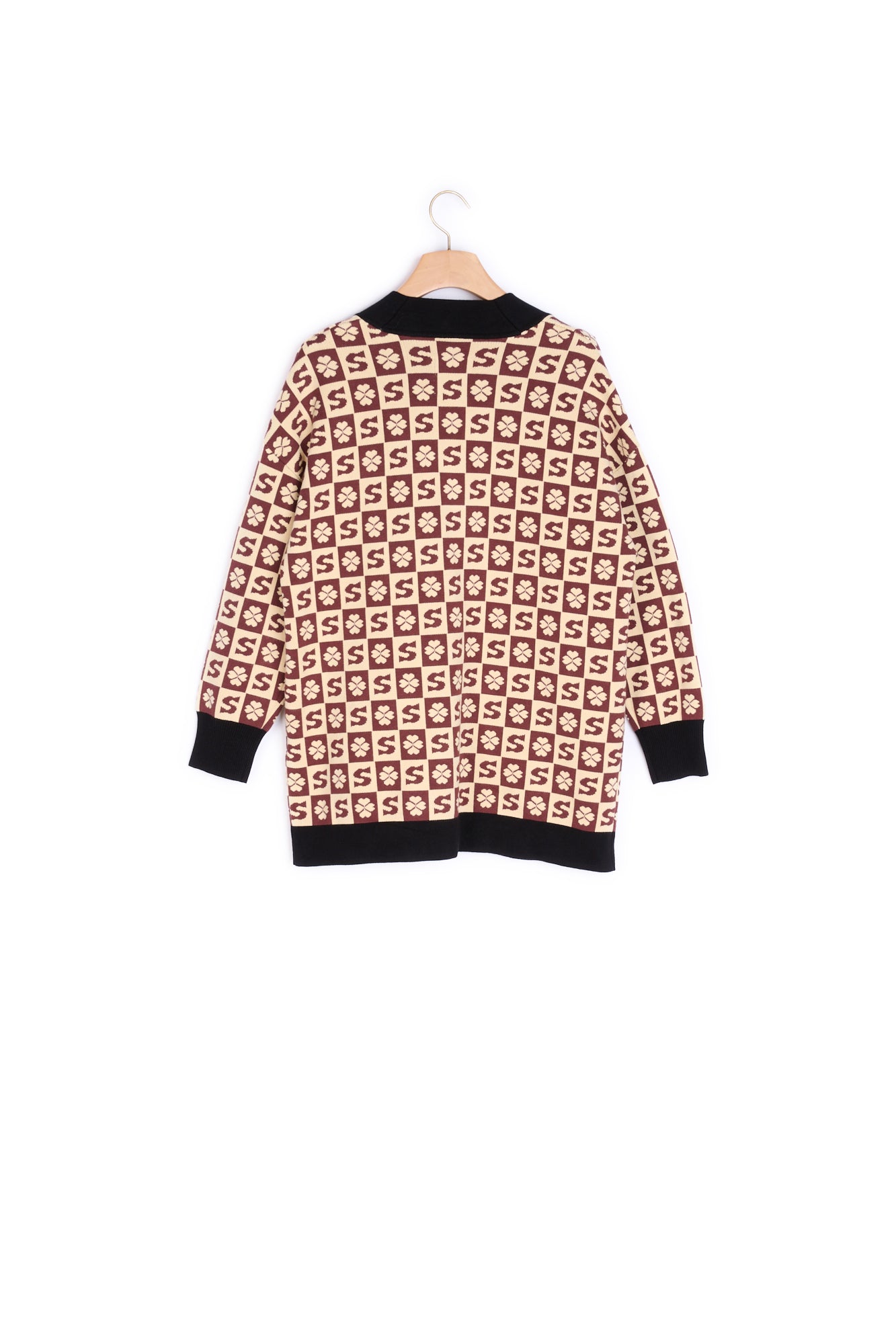 Cardi-coat long à motif jacquard Sandro seconde main