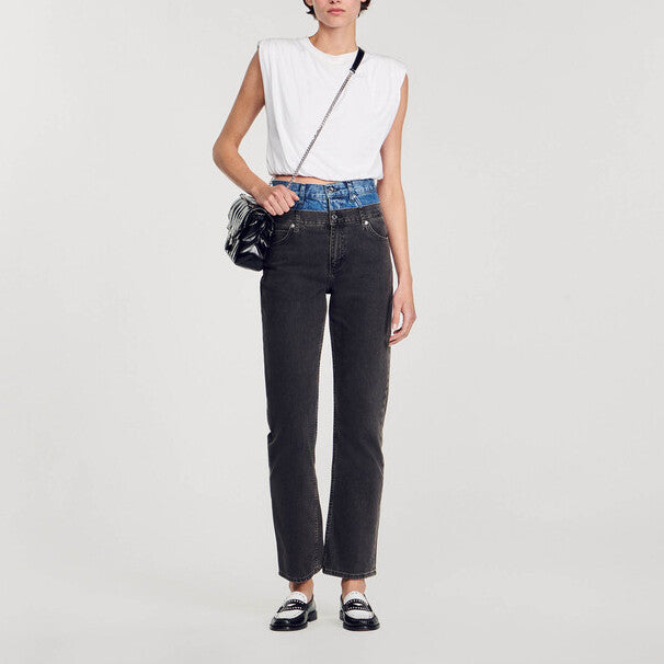 Jean à double ceinture bicolore Sandro seconde main