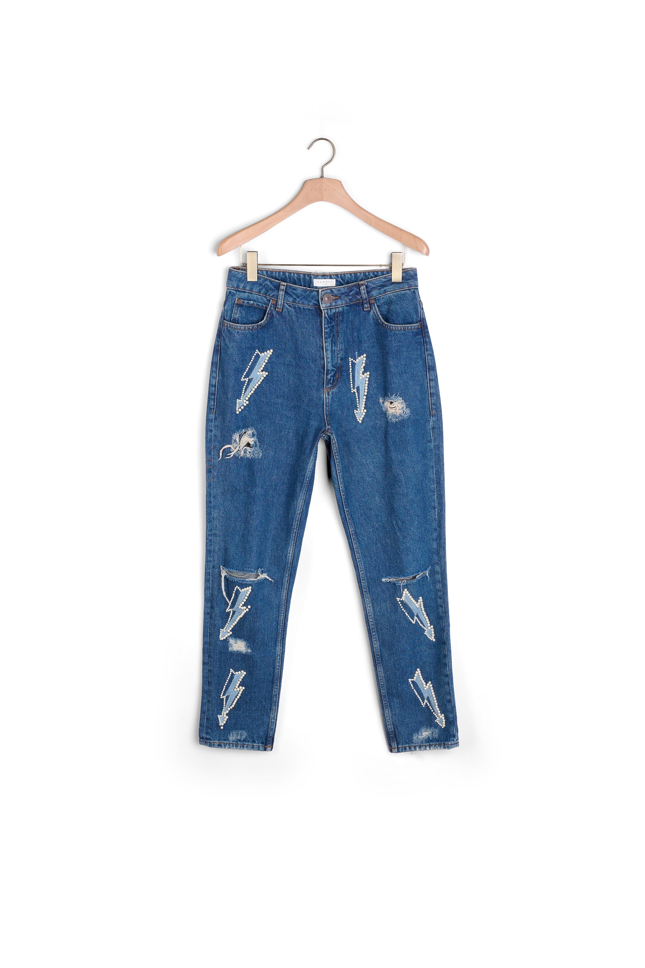 Jean taille haute empiècements éclairs Sandro seconde main