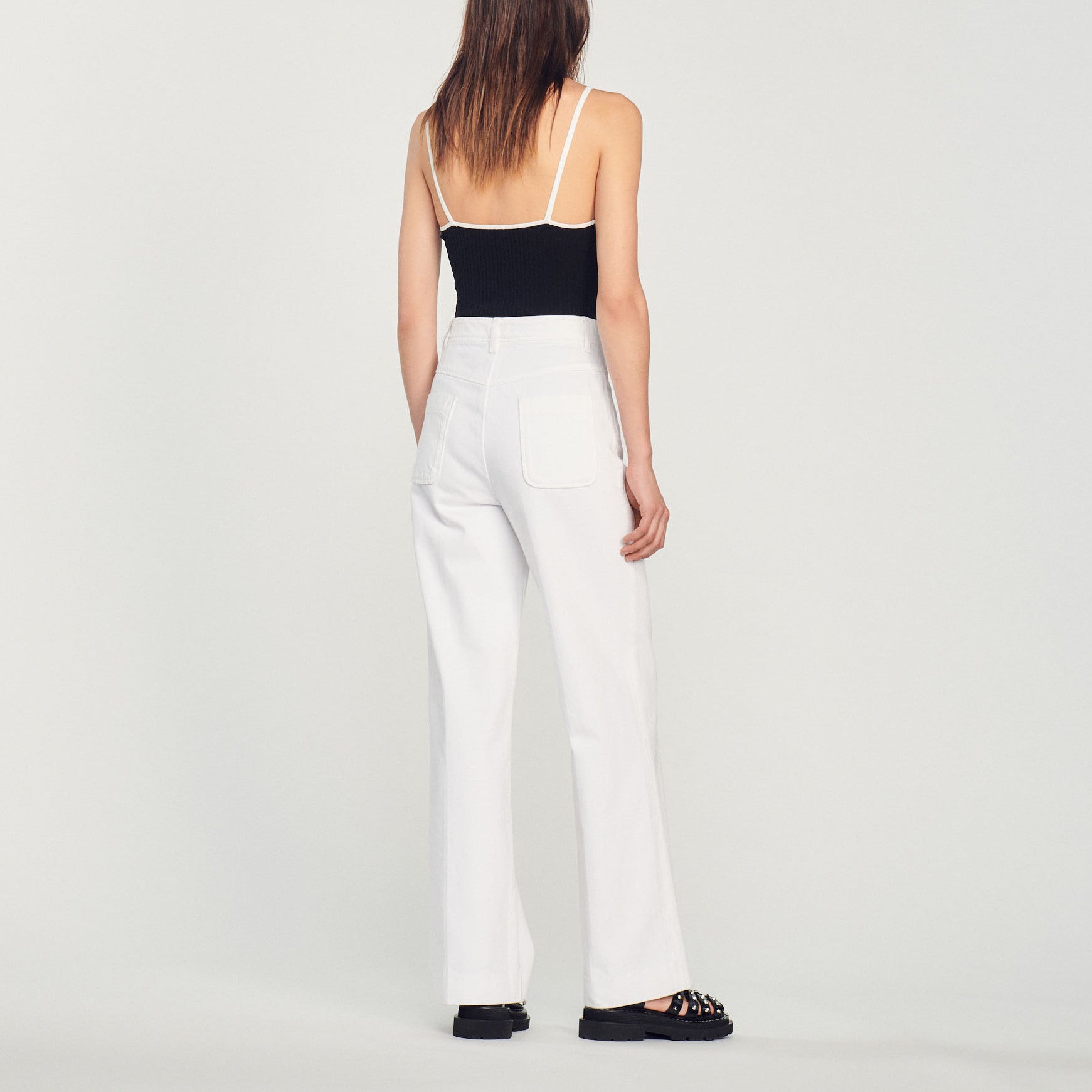 Pantalon large en toile Sandro seconde main