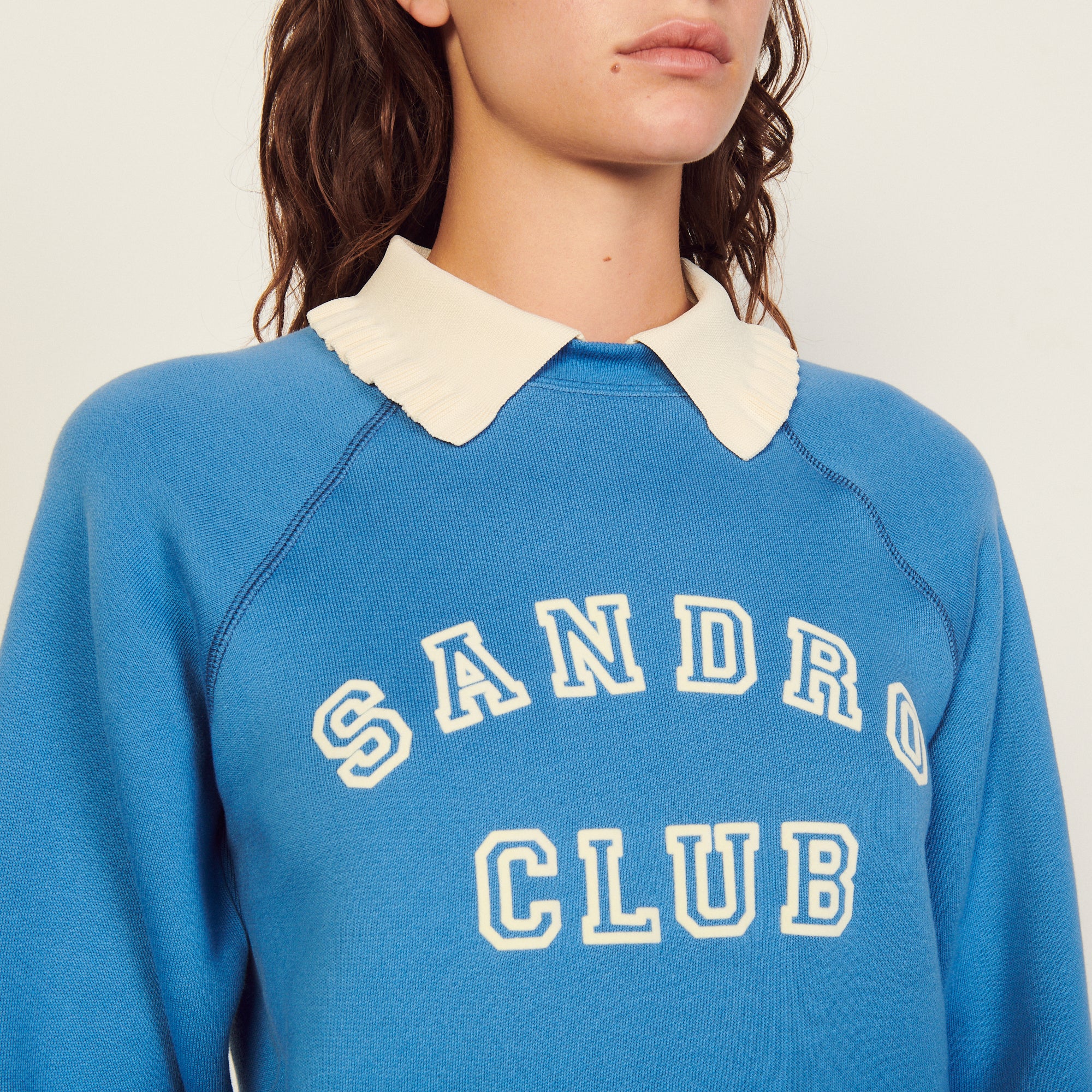 Sweat floqué à col Chemise en Maille Sandro seconde main