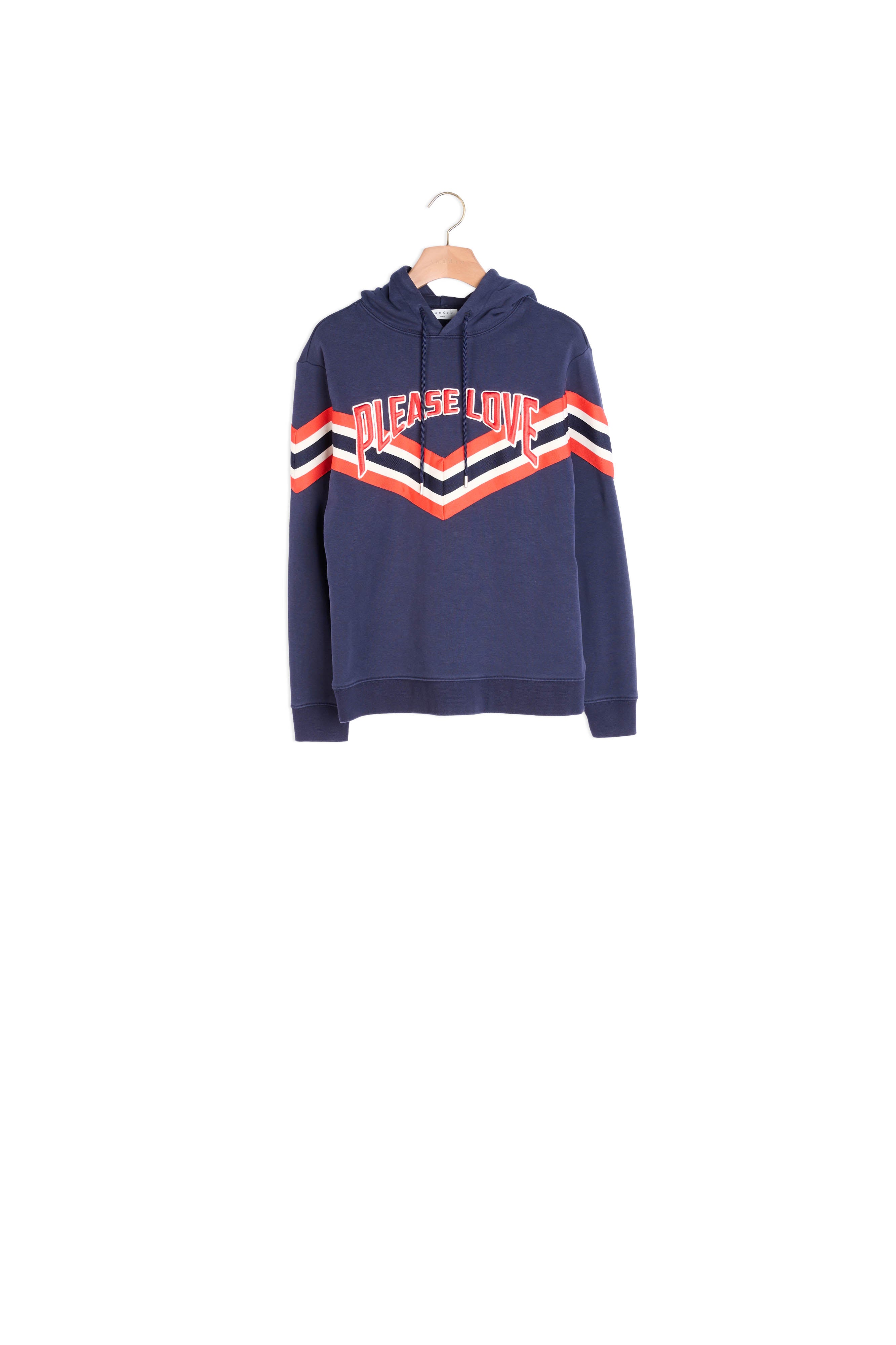 Sweat à capuche à bord-côte rayé Sandro seconde main