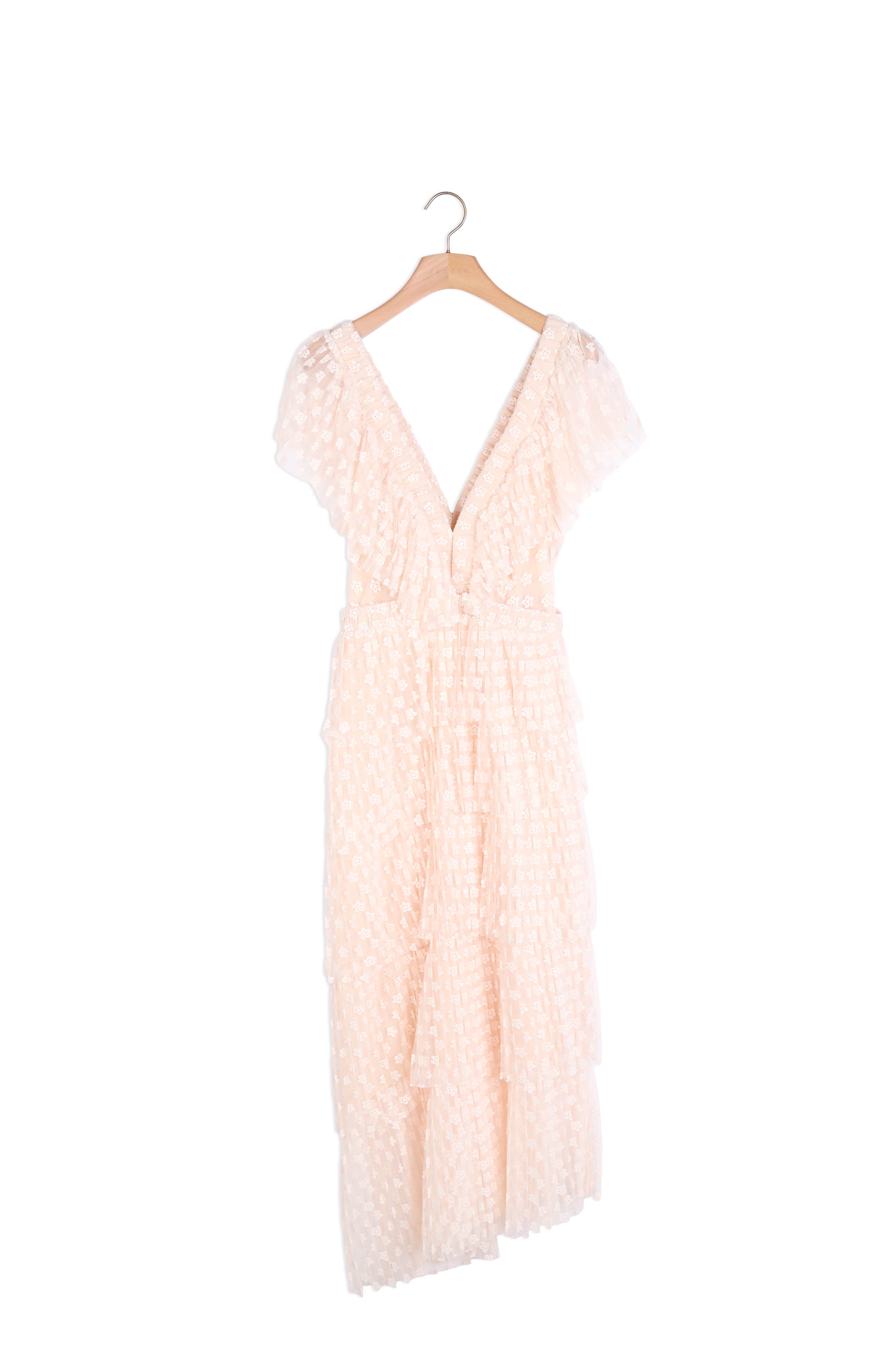 Robe longue en plumetis brodé plissé Sandro seconde main