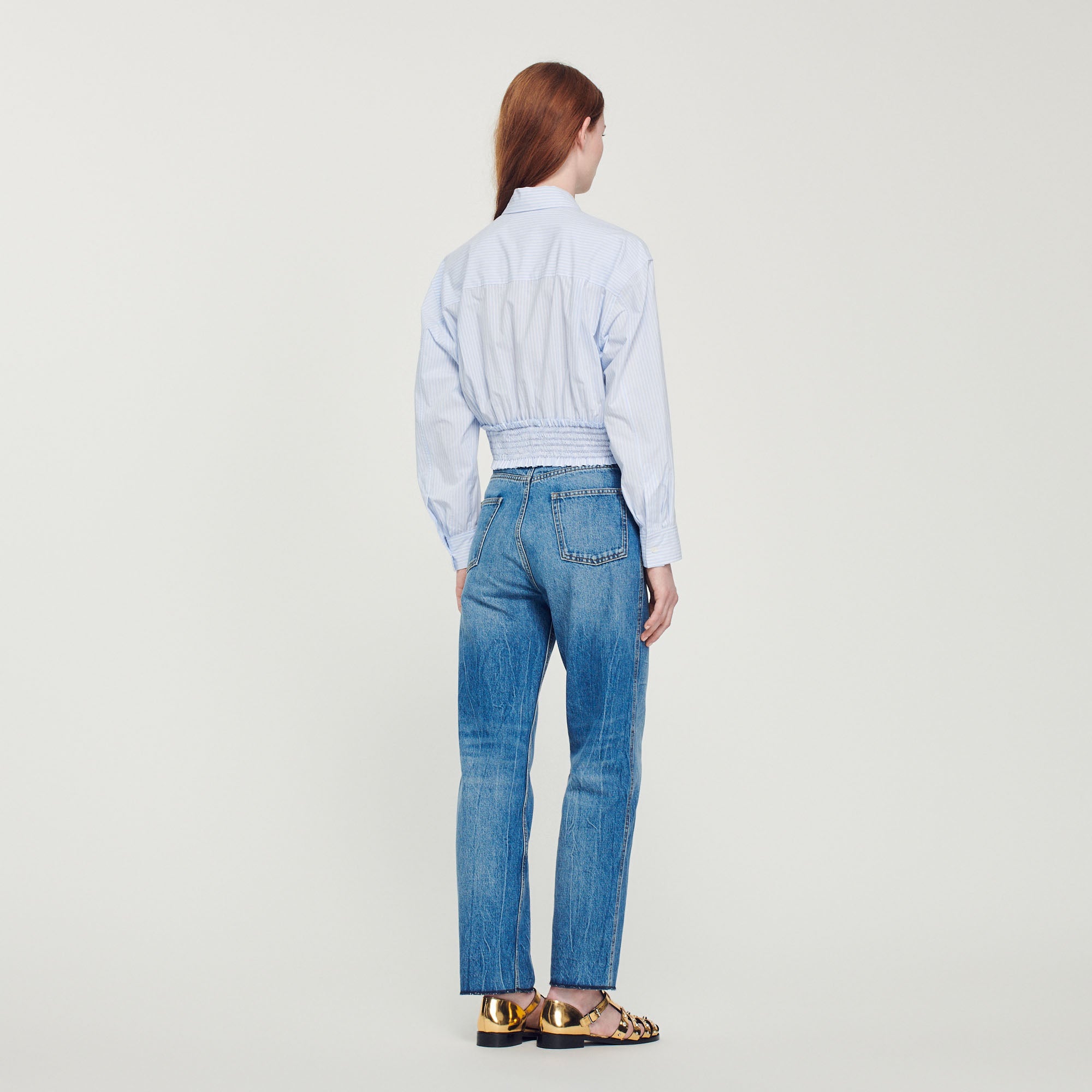 Chemise courte à rayures Sandro seconde main