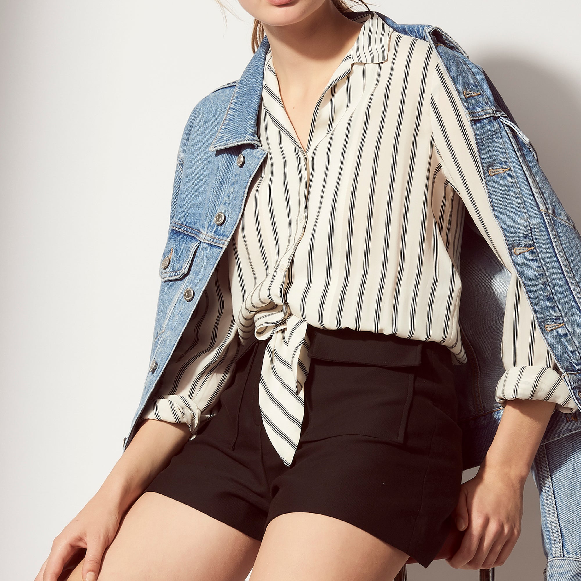 CombiShort avec Chemise nouée rayée Sandro seconde main