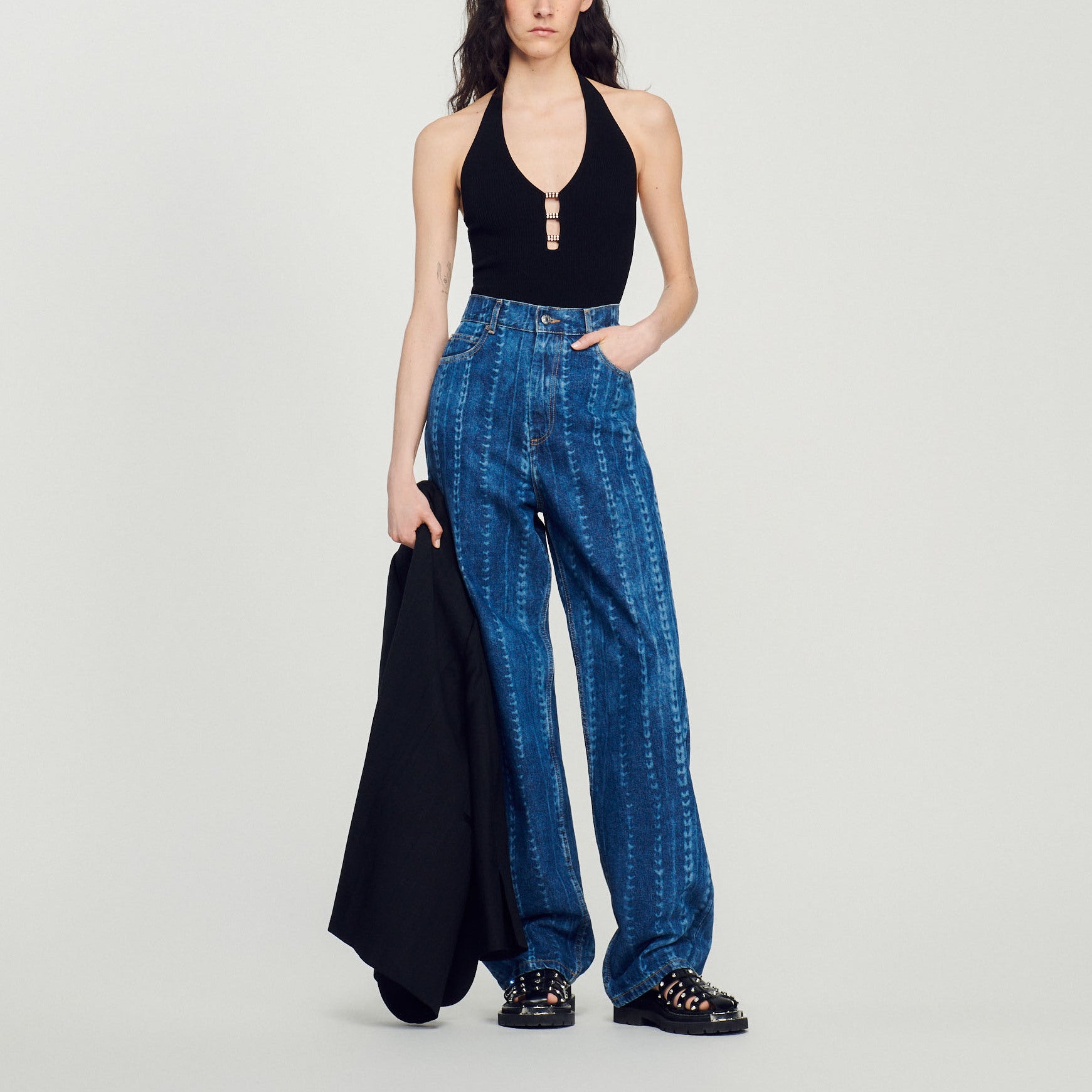 Body en Maille détail bijou Sandro seconde main