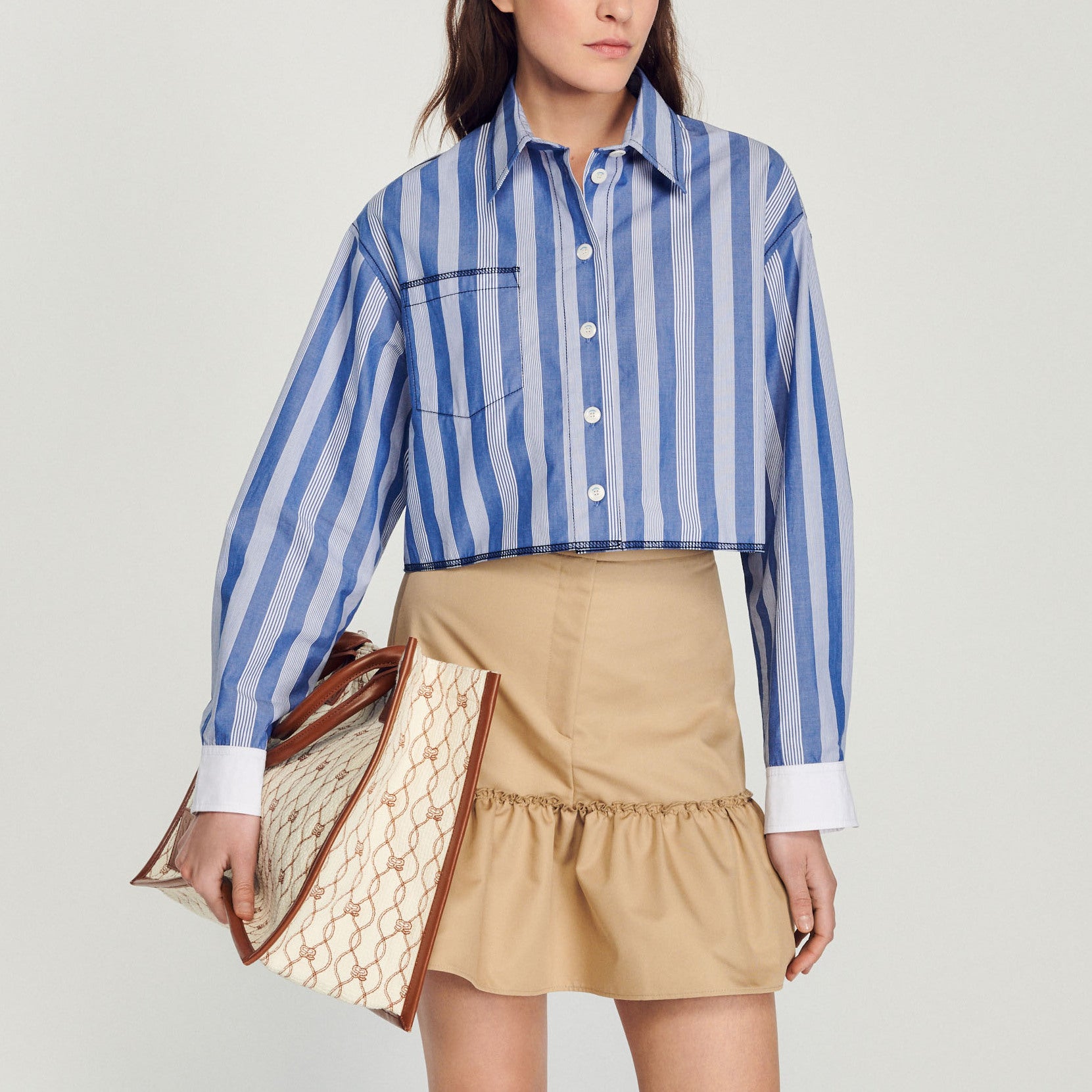 Chemise courte à rayures Sandro seconde main