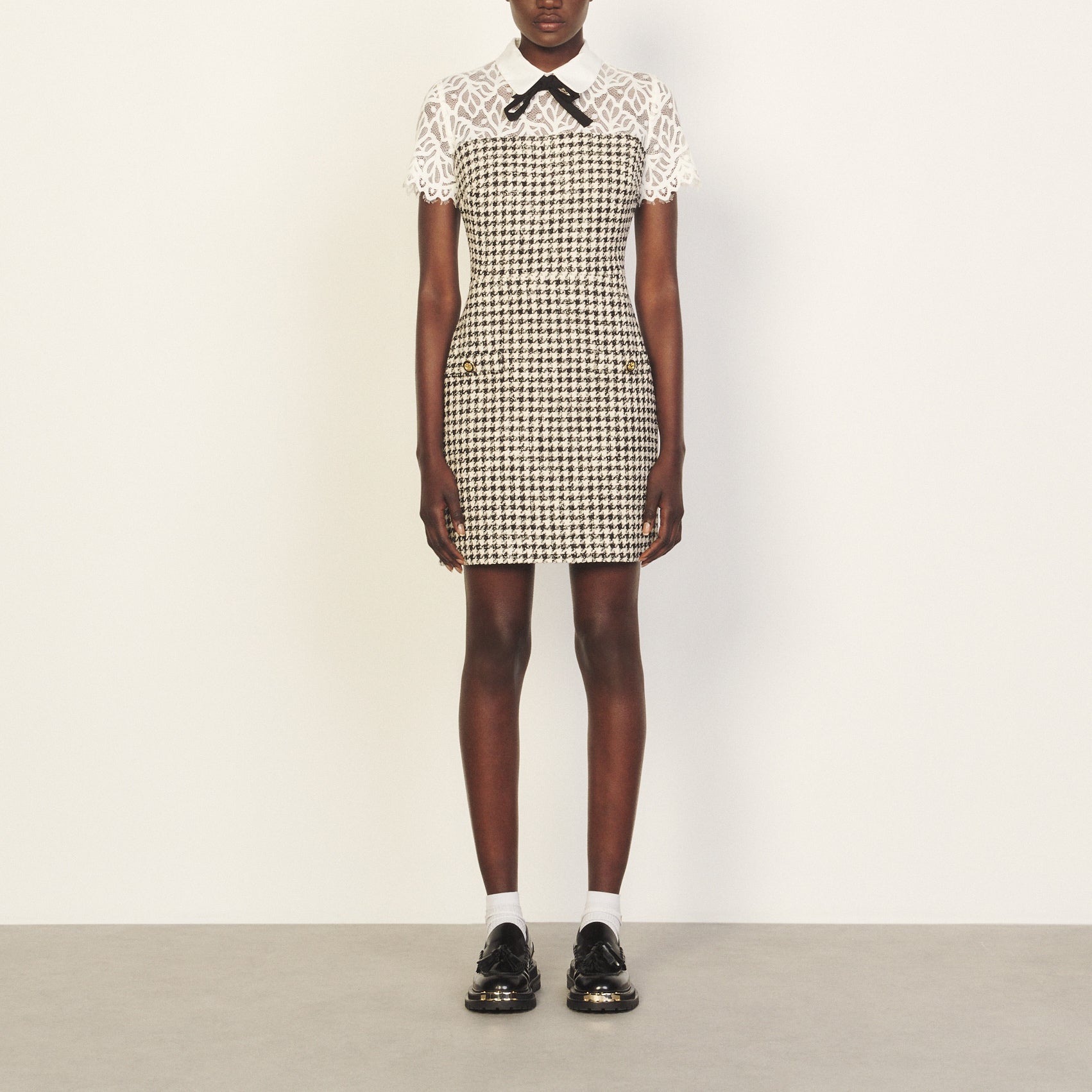 Robe imprimé blanc et noir Sandro seconde main