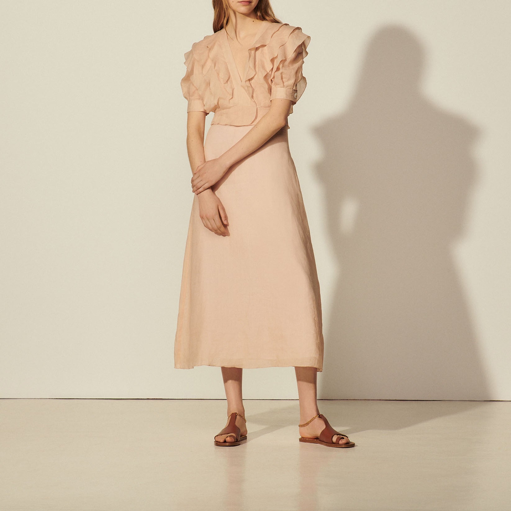 Robe longue à volants Sandro seconde main