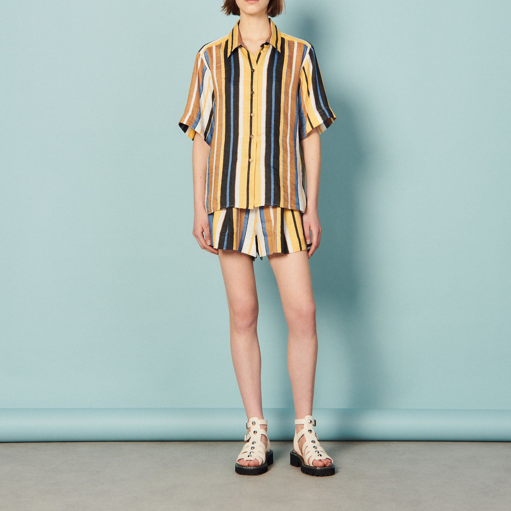 Chemise rayée en lin Sandro seconde main