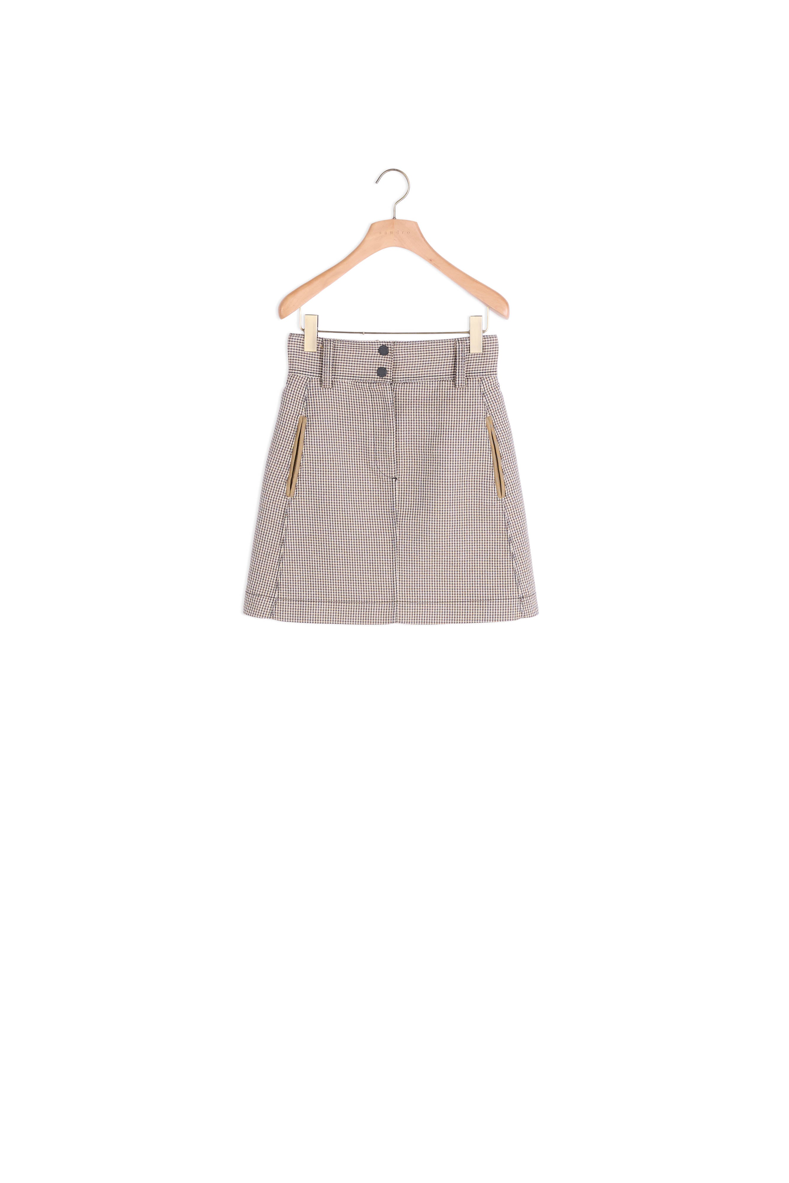 Jupe courte trapèze en pied-de-coq Sandro seconde main