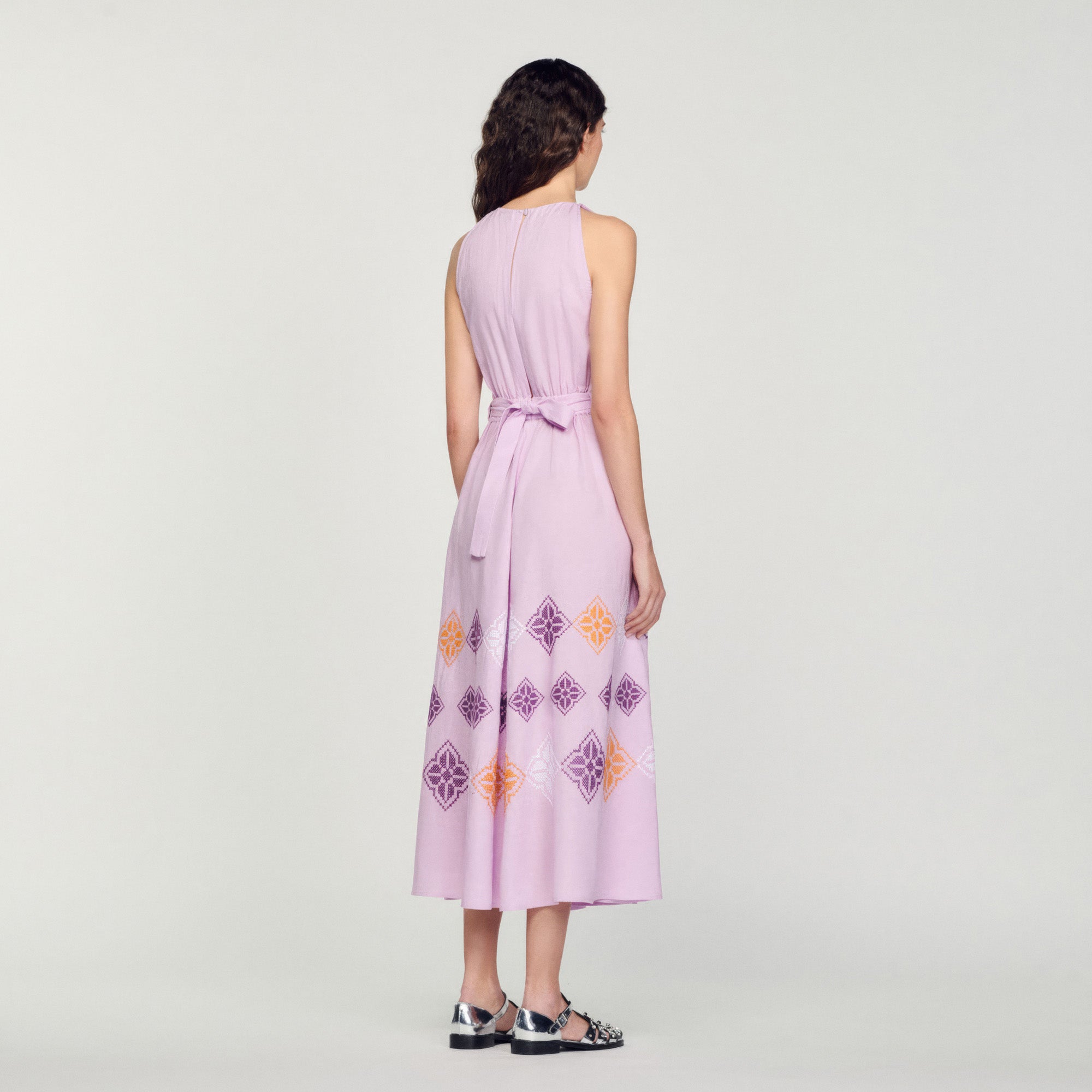 Robe longue en lin brodé Sandro seconde main