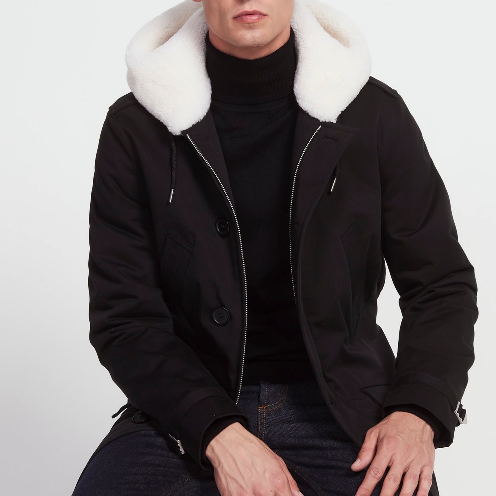 Manteau à capuche fourrée mouton Sandro seconde main