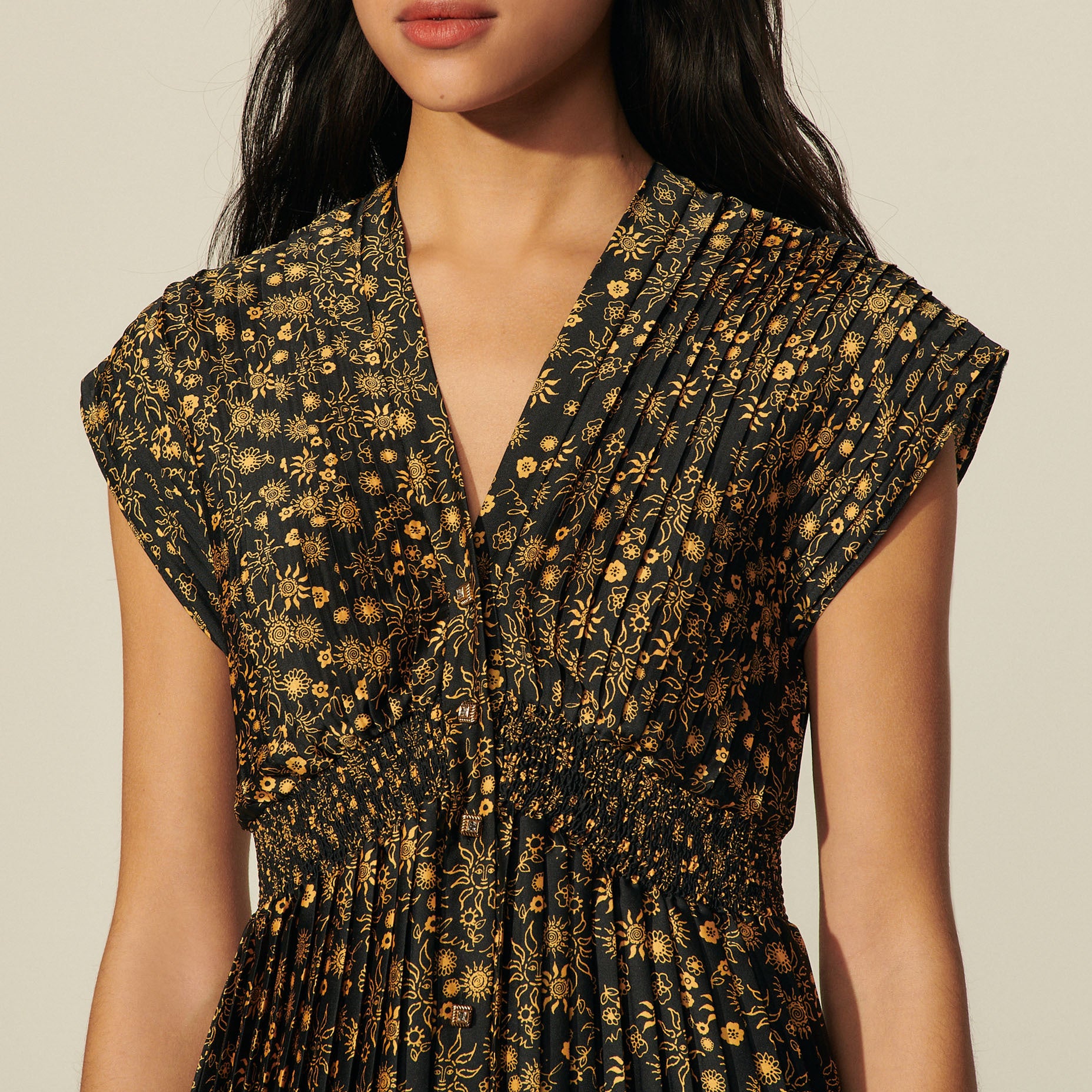 Robe longue sans manches imprimée Sandro seconde main