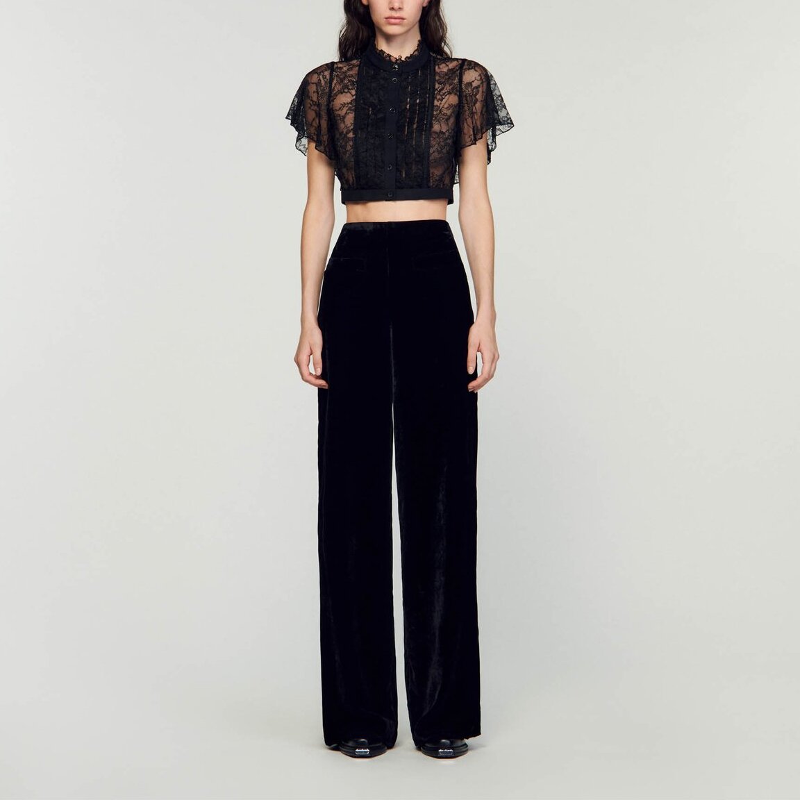 Pantalon large en velours Sandro seconde main