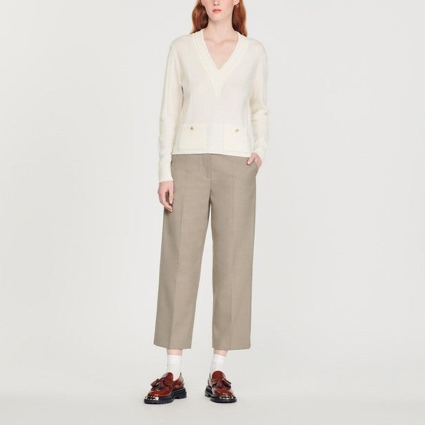 Pull en Maille à col V Sandro seconde main