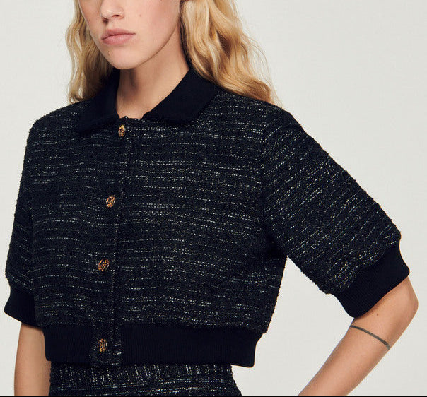 Veste courte en tweed manches courtes Sandro seconde main