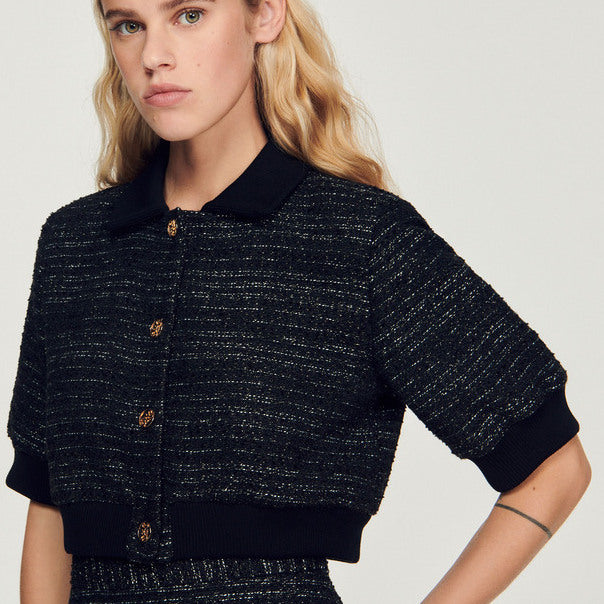 Veste courte en tweed manches courtes Sandro seconde main