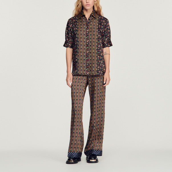 Chemise fleurie à manches courtes Sandro seconde main