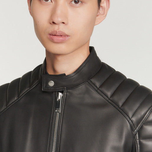 Blouson en cuir finitions matelassées Sandro seconde main