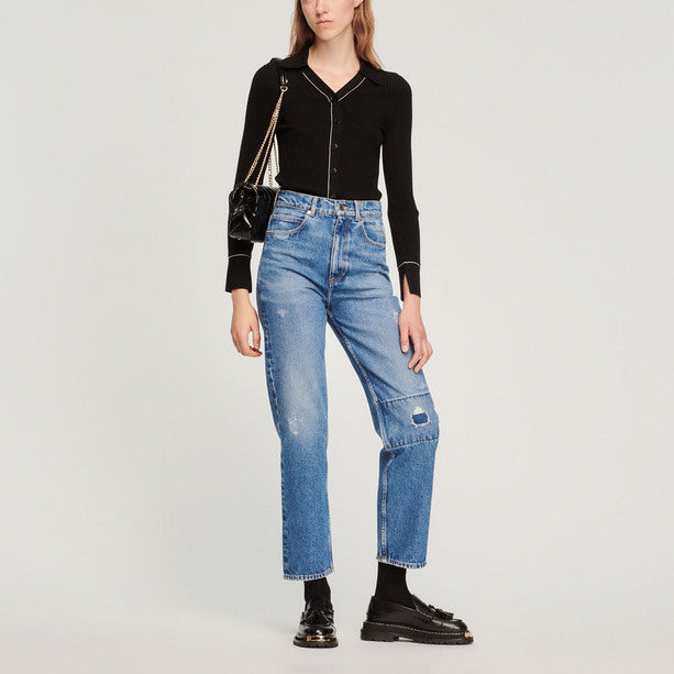 Cardigan en Maille fine surpiquée Sandro seconde main