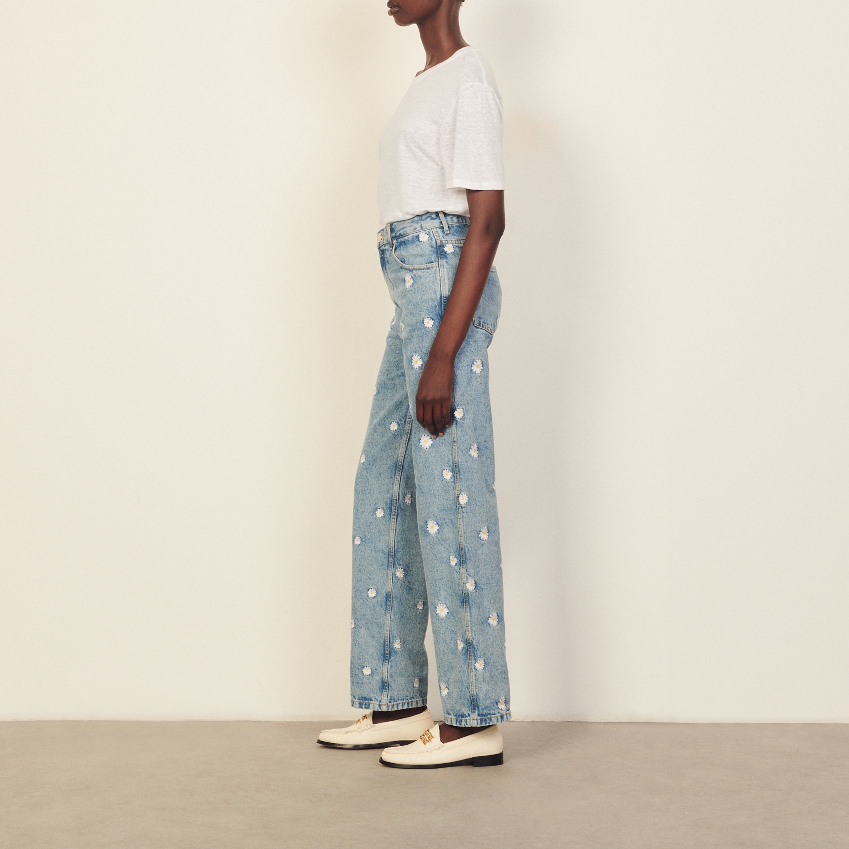 Jean brodé en coton biologique Sandro seconde main