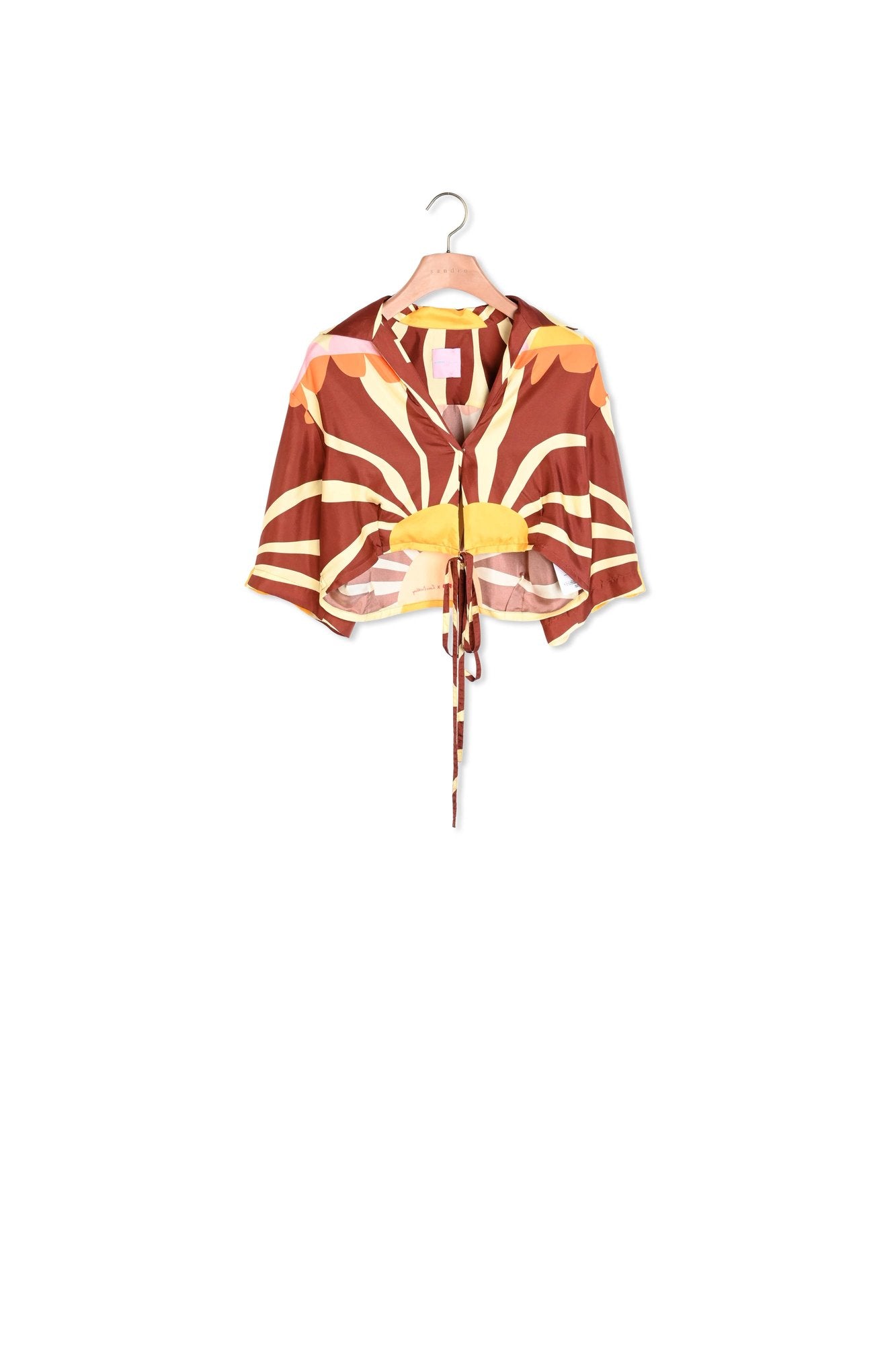 Chemise courte en soie imprimée Sandro seconde main