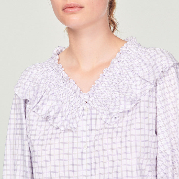 Chemise à carreaux et col volanté Sandro seconde main