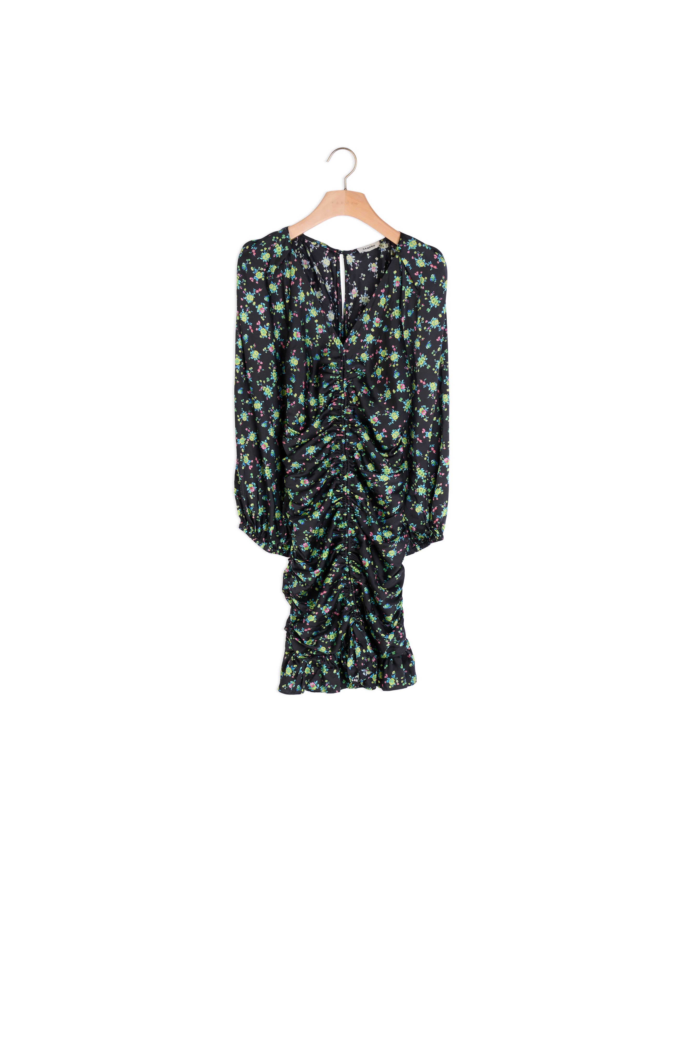 Robe courte froncée à imprimé fleuri Sandro seconde main