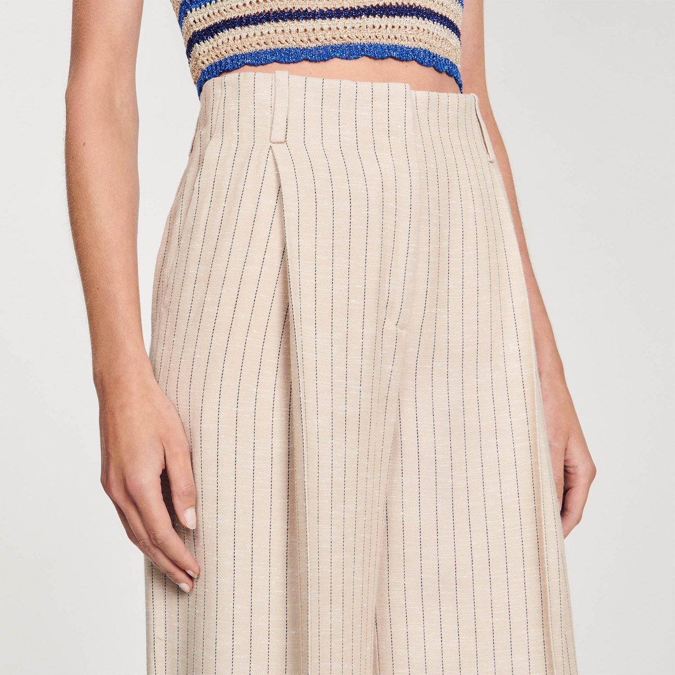 Pantalon de costume large à rayures Sandro seconde main