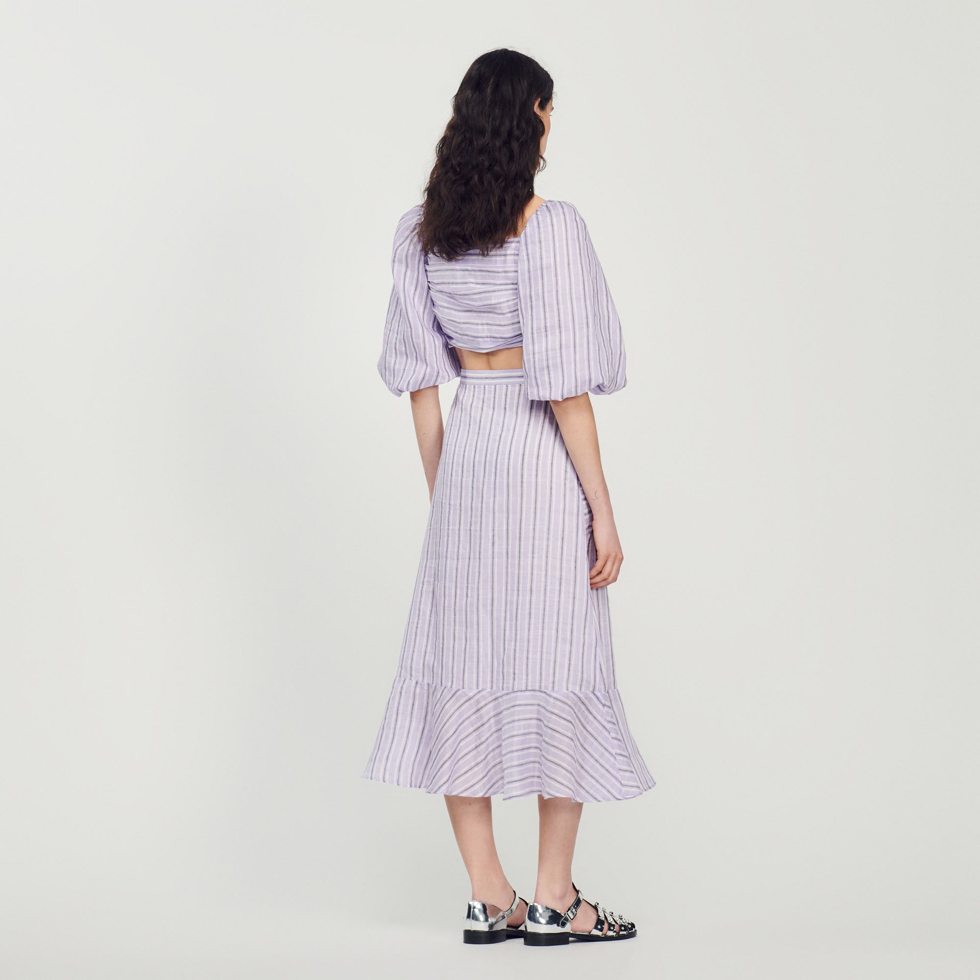 Jupe évasée à rayures Sandro seconde main