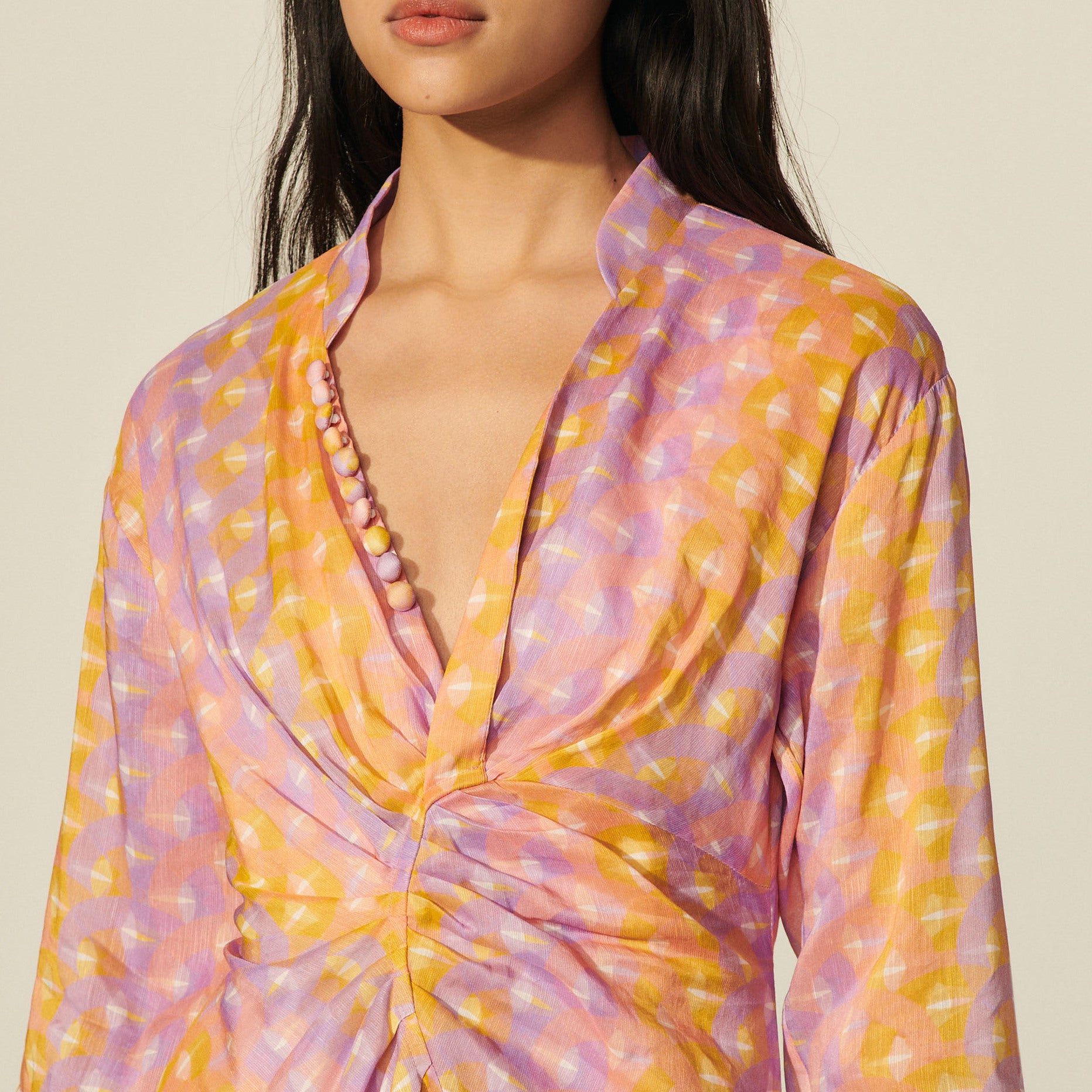 Robe longue imprimée en lin et soie Sandro seconde main