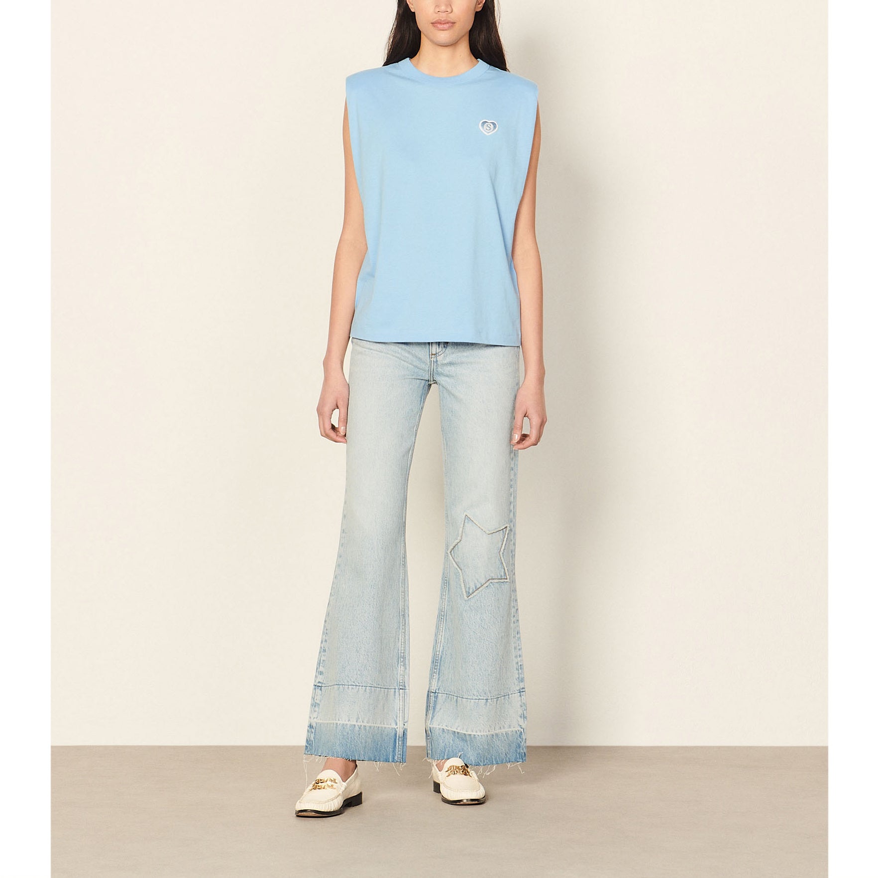 T-shirt en coton biologique sans manches Sandro seconde main