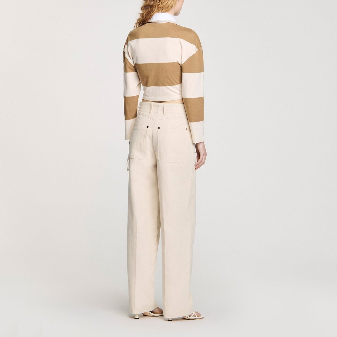 T-shirt rayé à col polo strassé Sandro seconde main