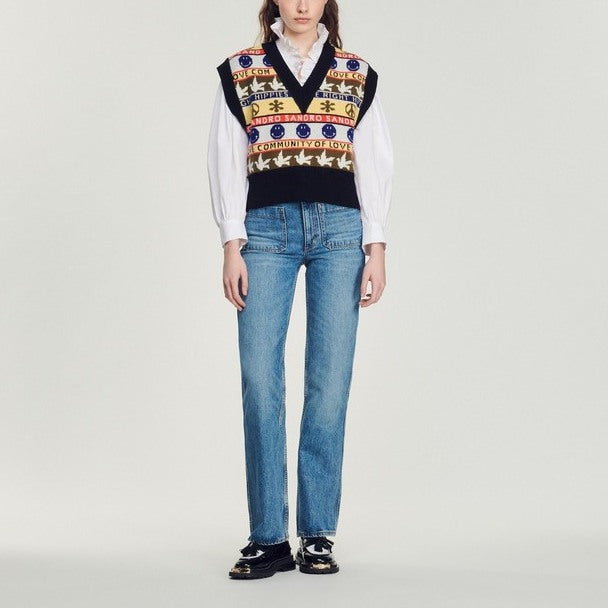 Pull sans manches à motifs Sandro seconde main