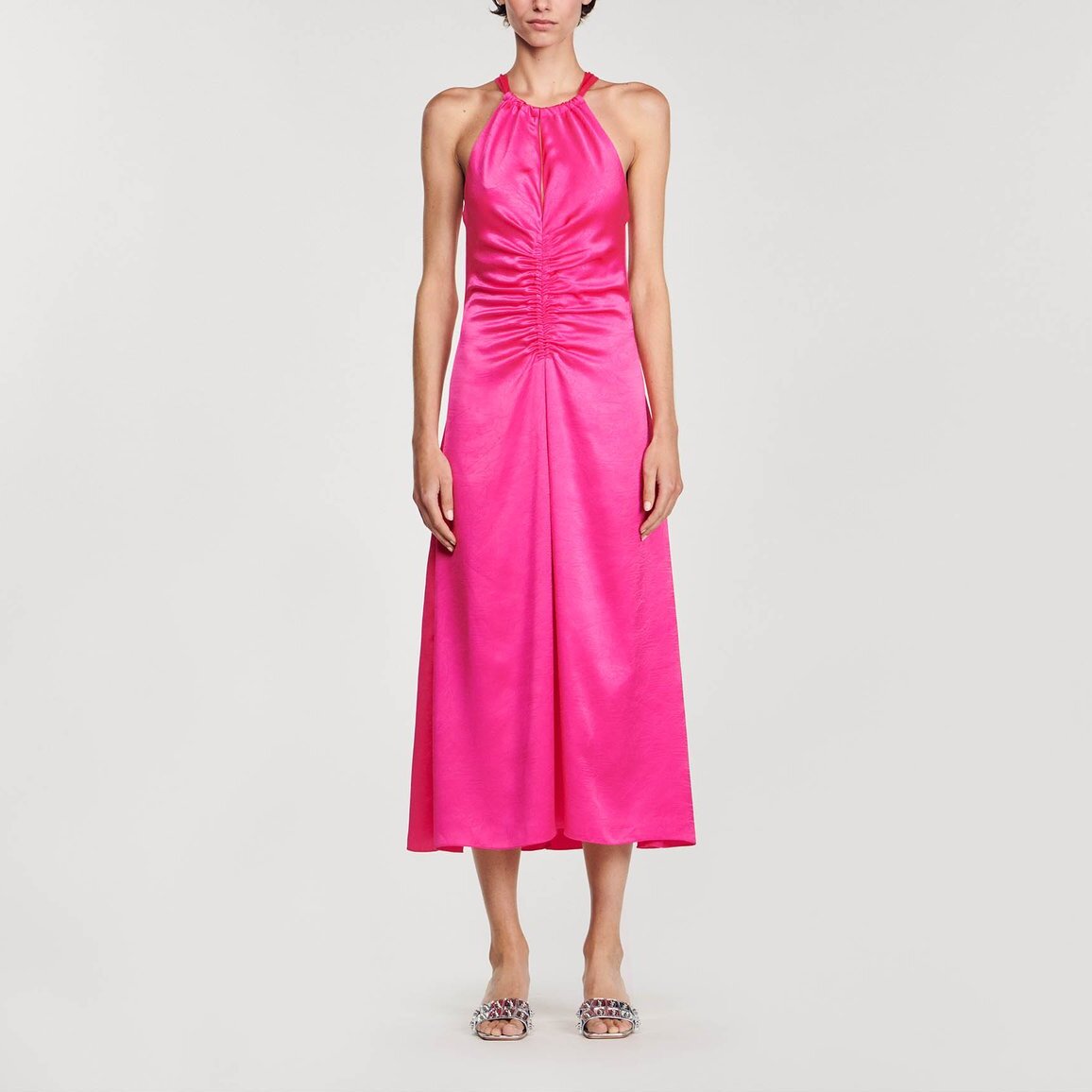 Robe longue satinée froncée Sandro seconde main