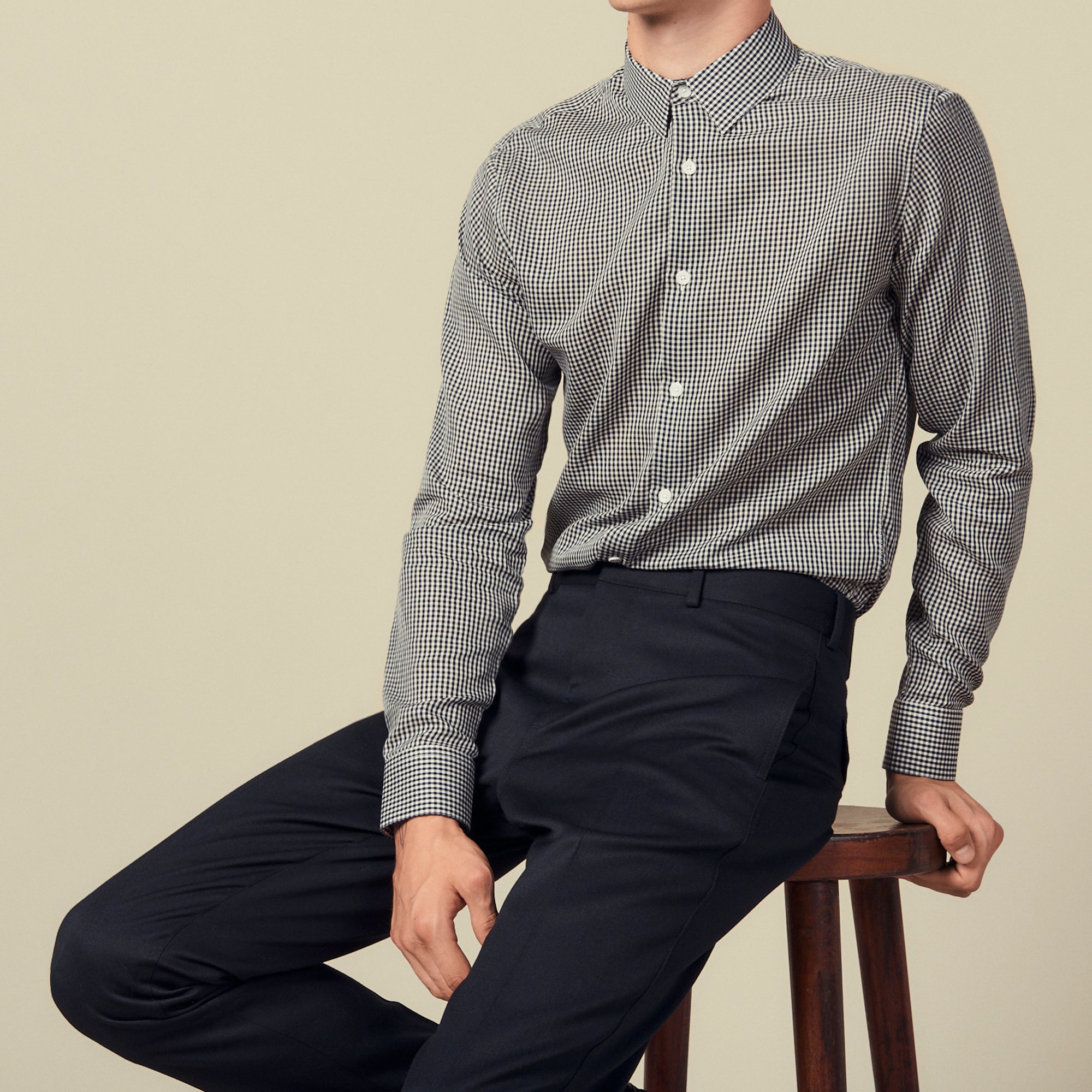 Chemise repassage facile à carreaux Sandro seconde main