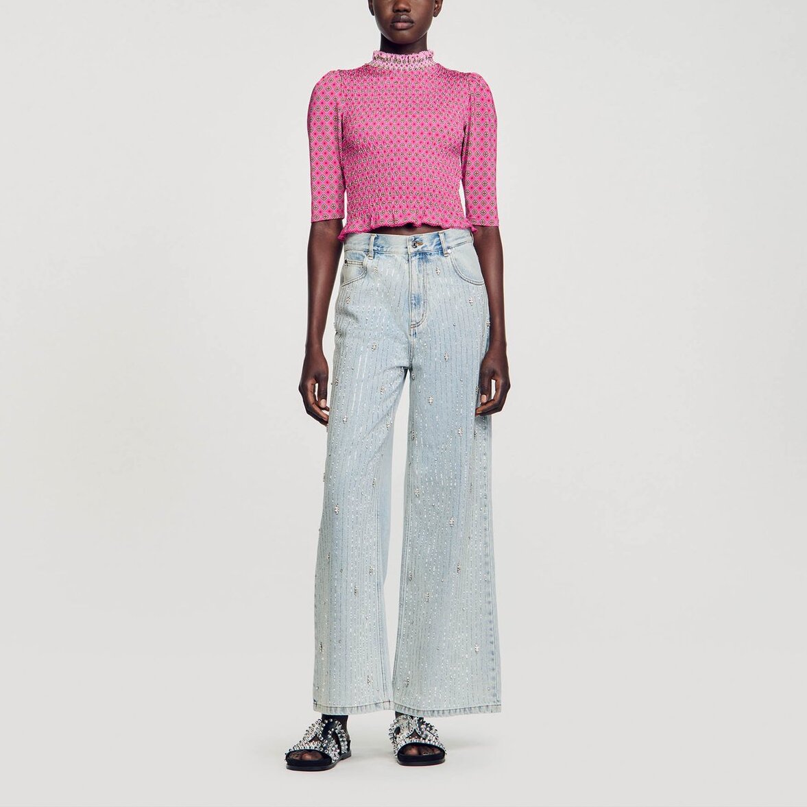 T-shirt smocké imprimé Sandro seconde main