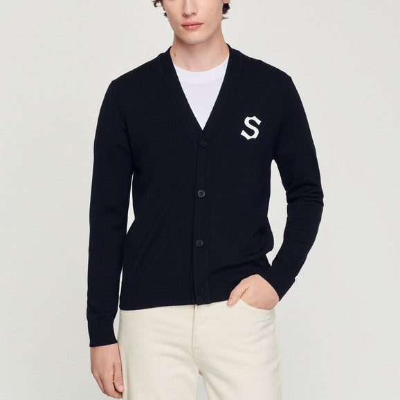 Cardigan en laine patch S Sandro seconde main
