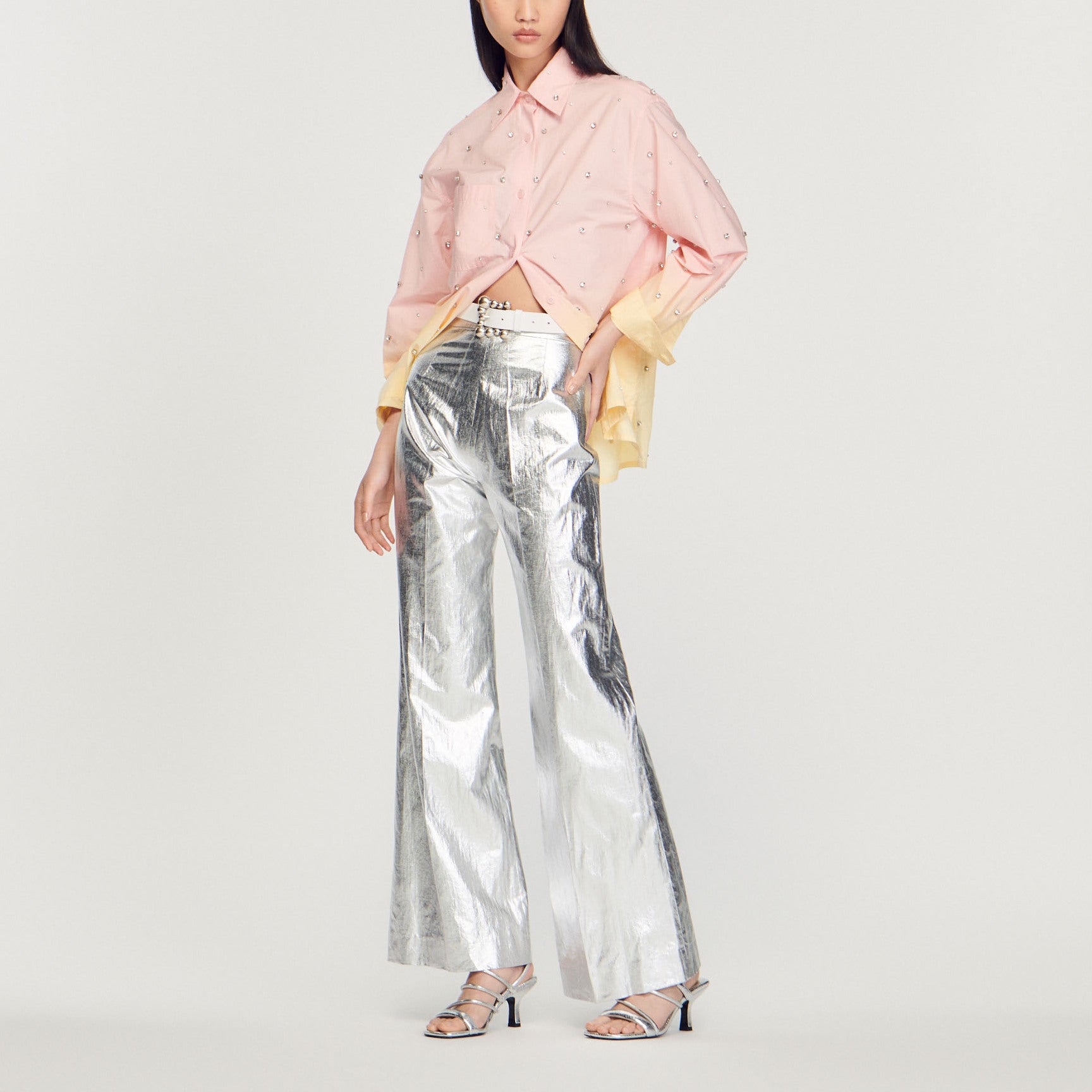 Pantalon enduit métallisé ( Sandro seconde main