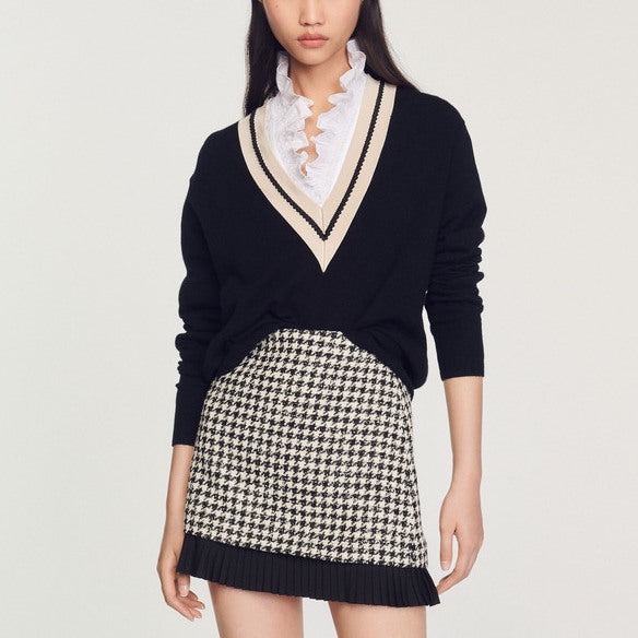 Pull au col V contrasté Sandro seconde main