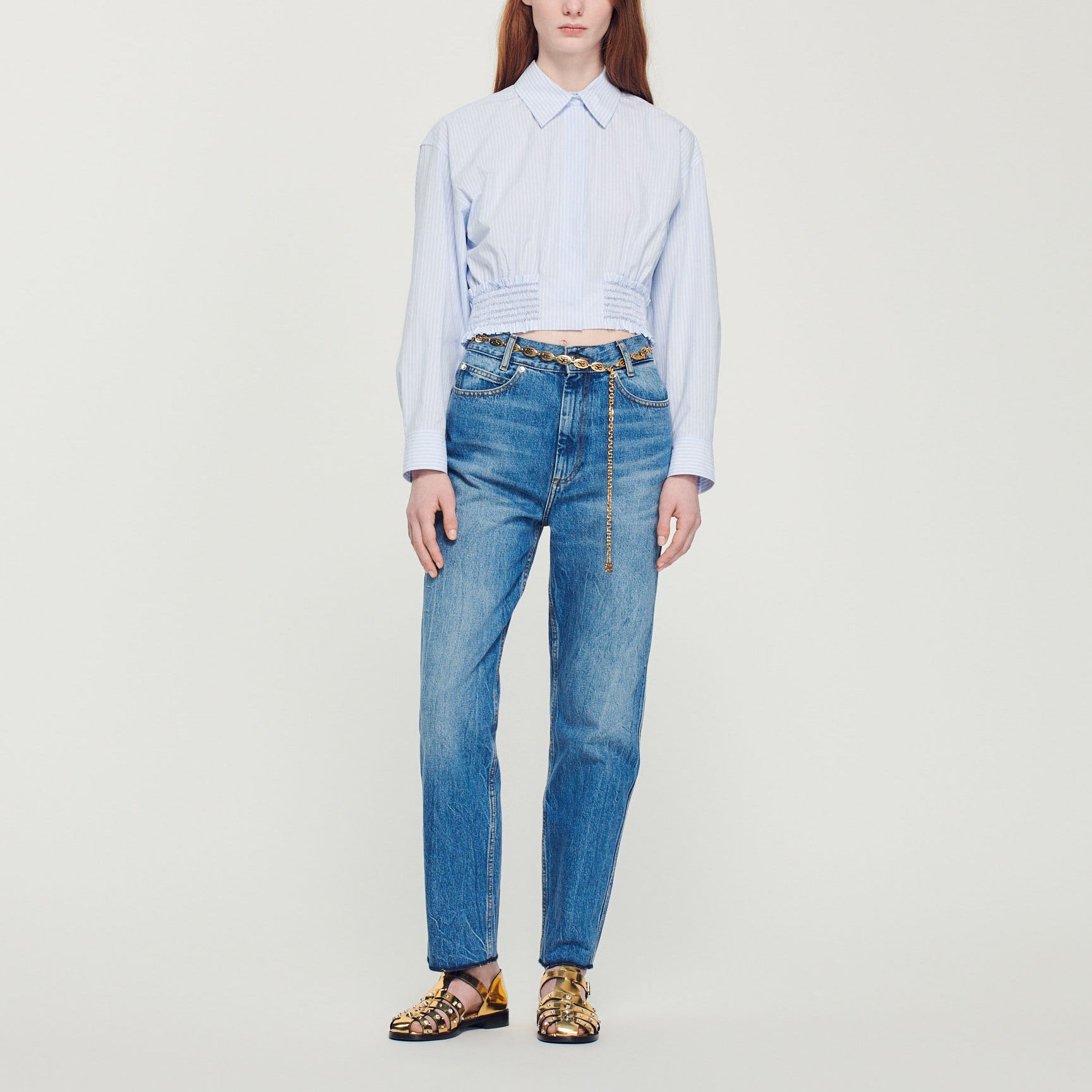 Chemise courte à rayures Sandro seconde main