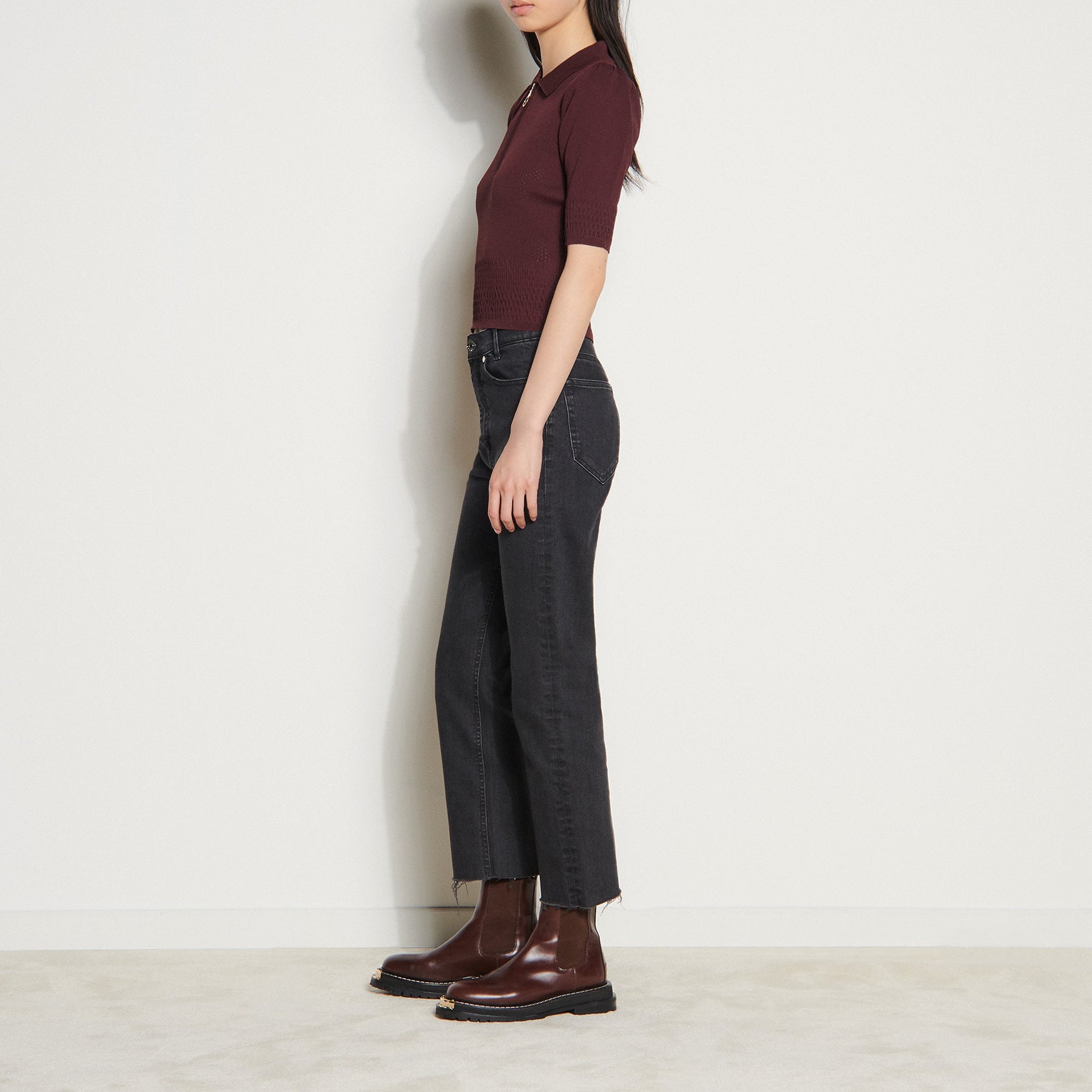 Pull col polo zippé Sandro seconde main