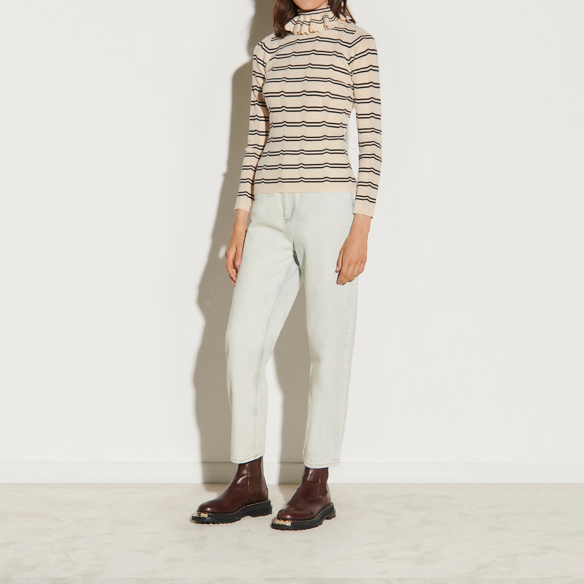 Pull col roulé à rayures Sandro seconde main