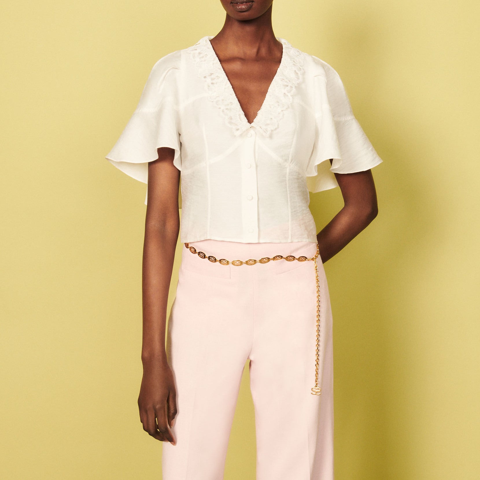 Chemisier court à cape volantée Sandro seconde main