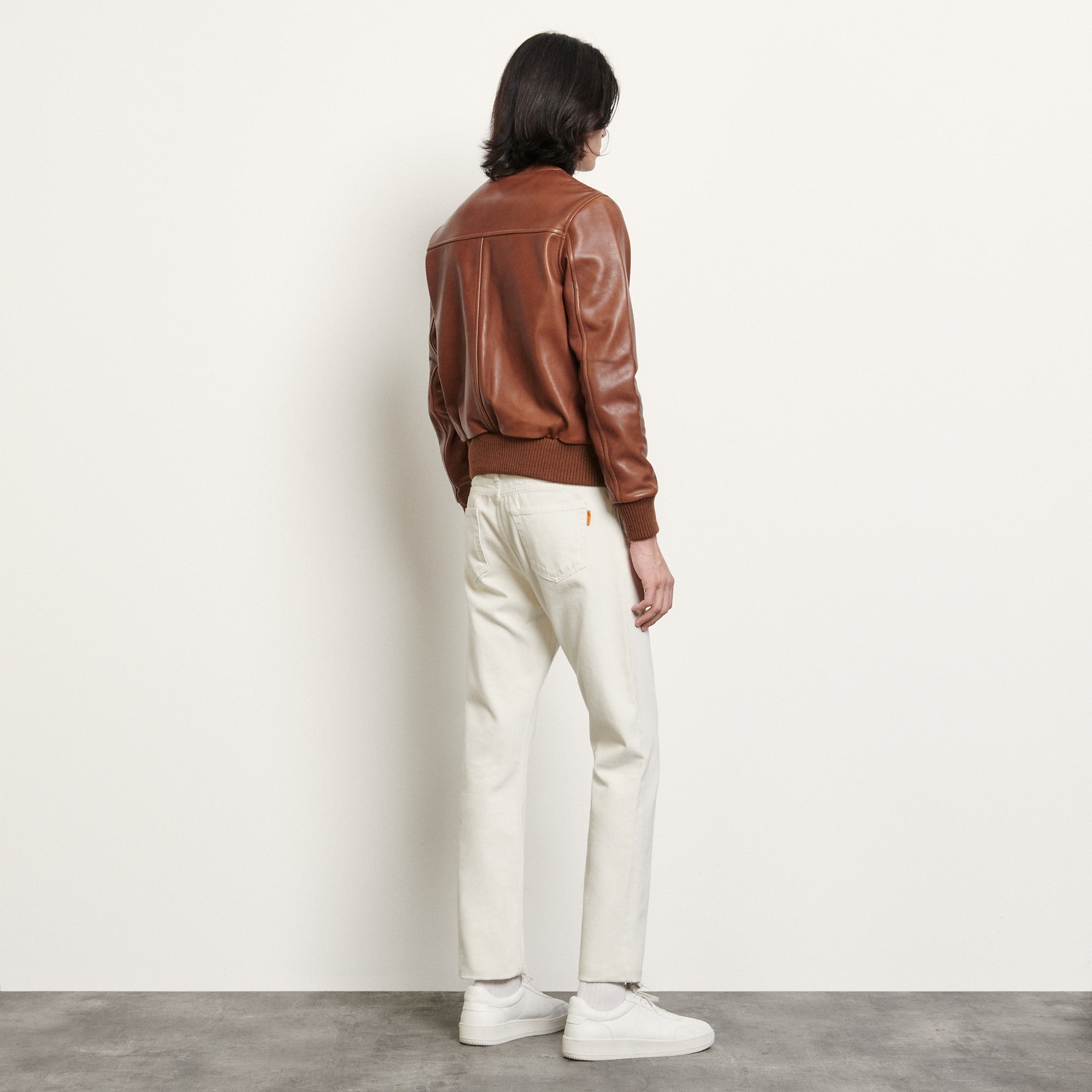 Blouson zippé en cuir Sandro seconde main