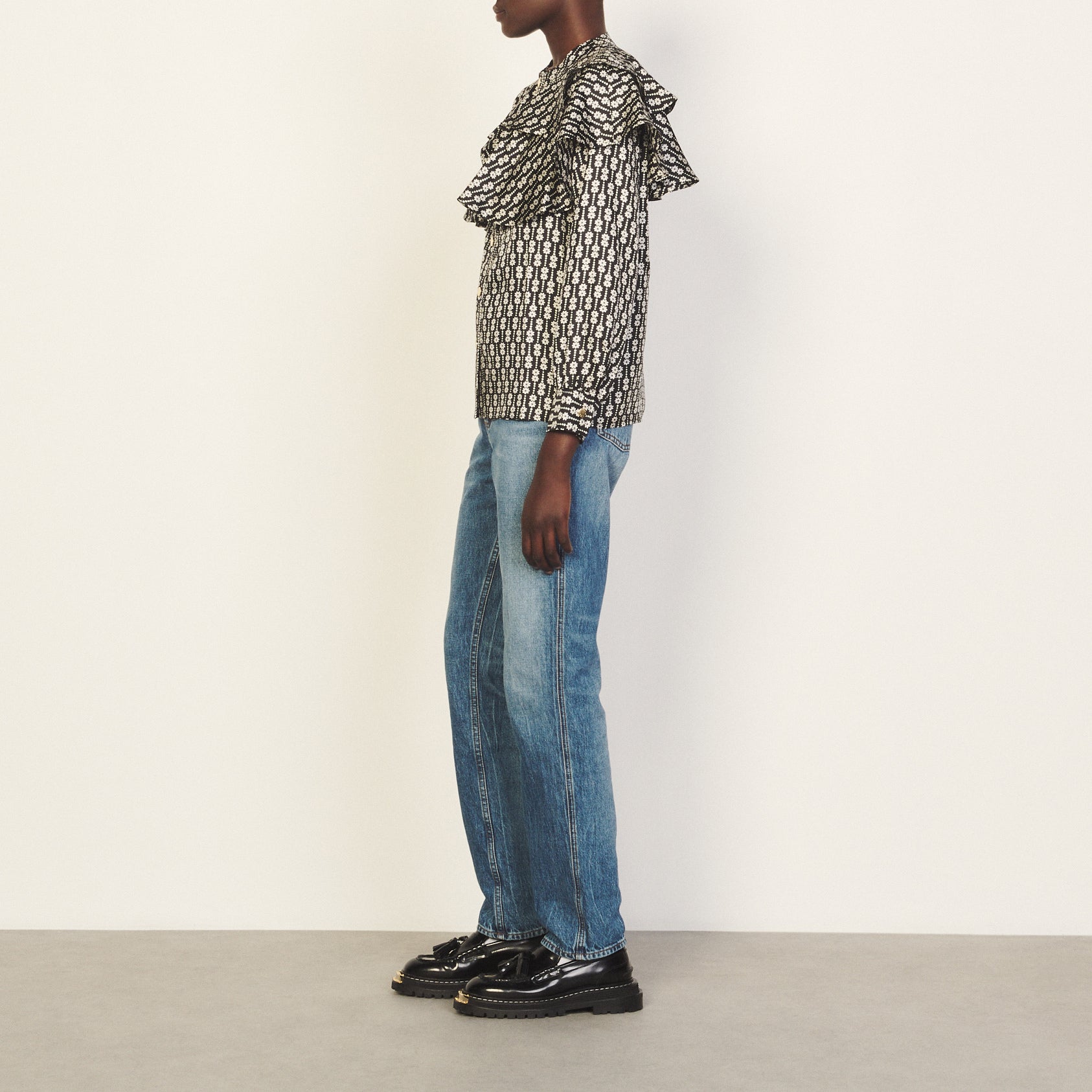 Chemise Noir / Blanc Sandro seconde main