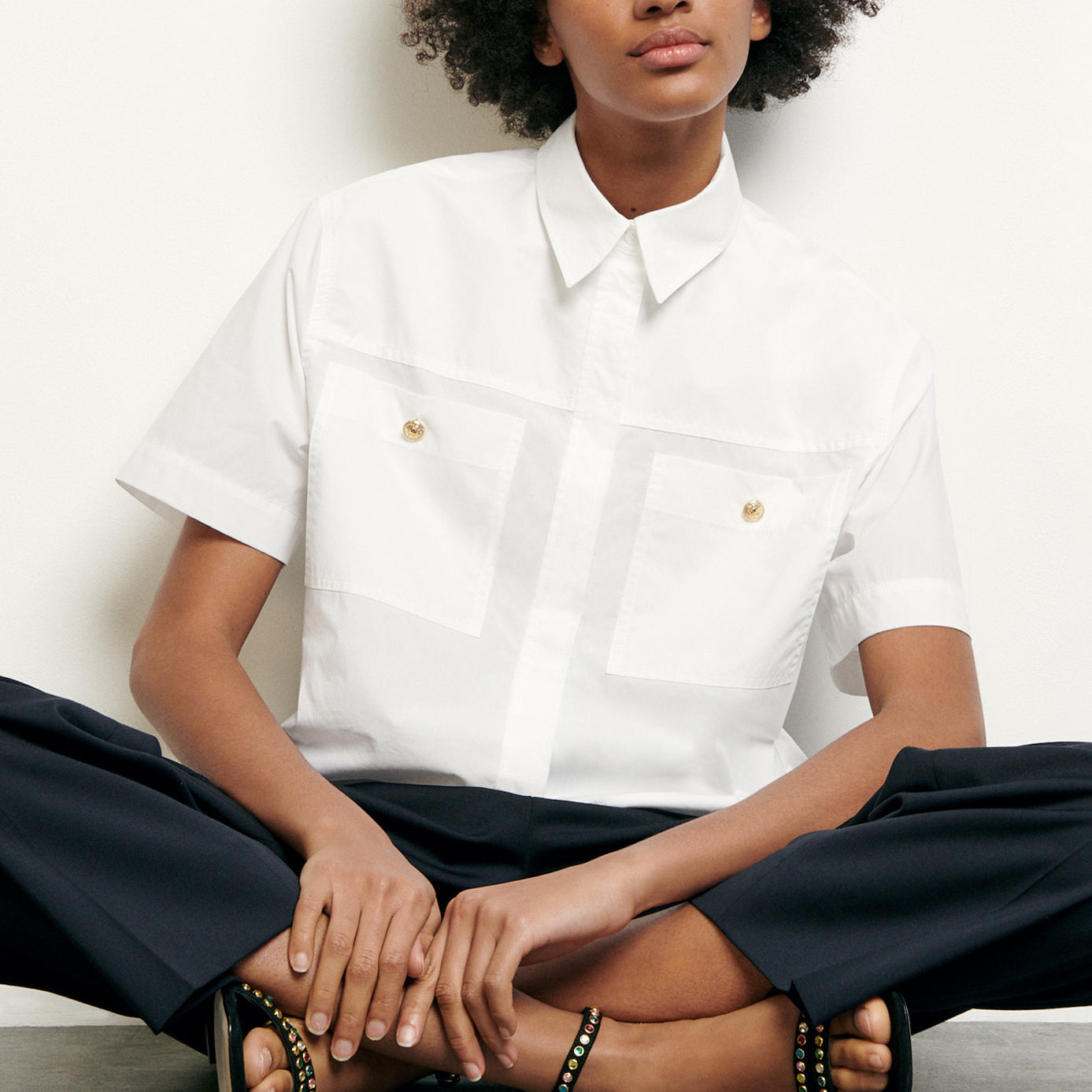 Chemise courte à poches plaquées Sandro seconde main